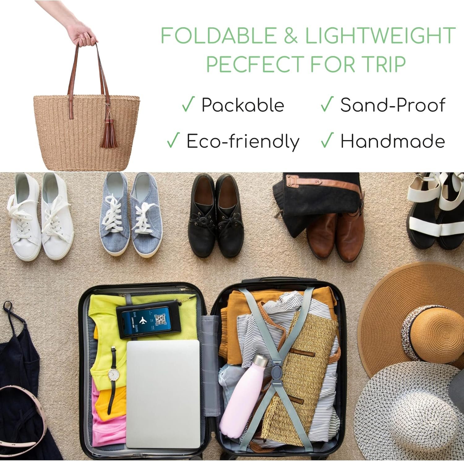 Custom Logo M Size Straw Tote Bags for Women Woven Summer Travel Handmade Private Label Shoulder Handbag Manufacturer