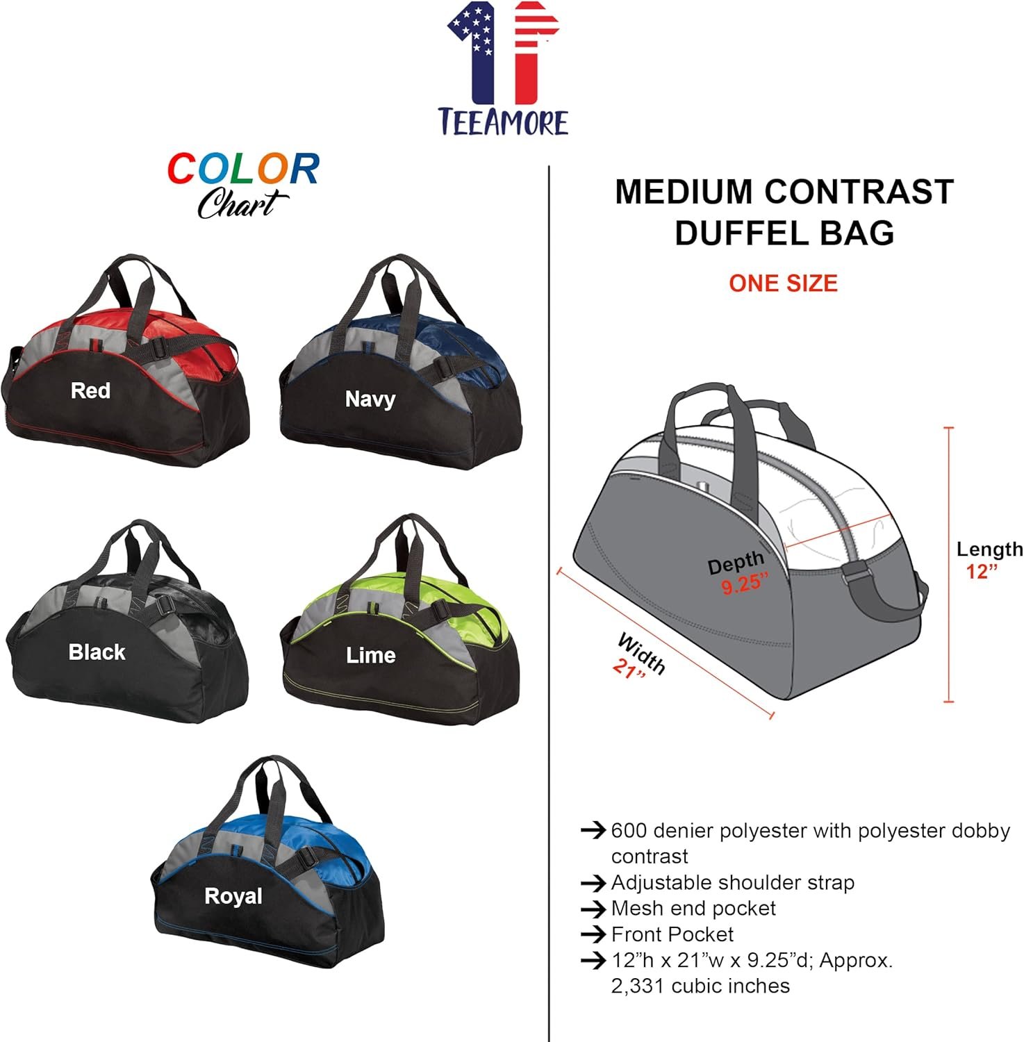 Private Label Medium Royal Contrast Sport Gym Duffel Bag Custom Logo Water Resistant Travel Manufacturer