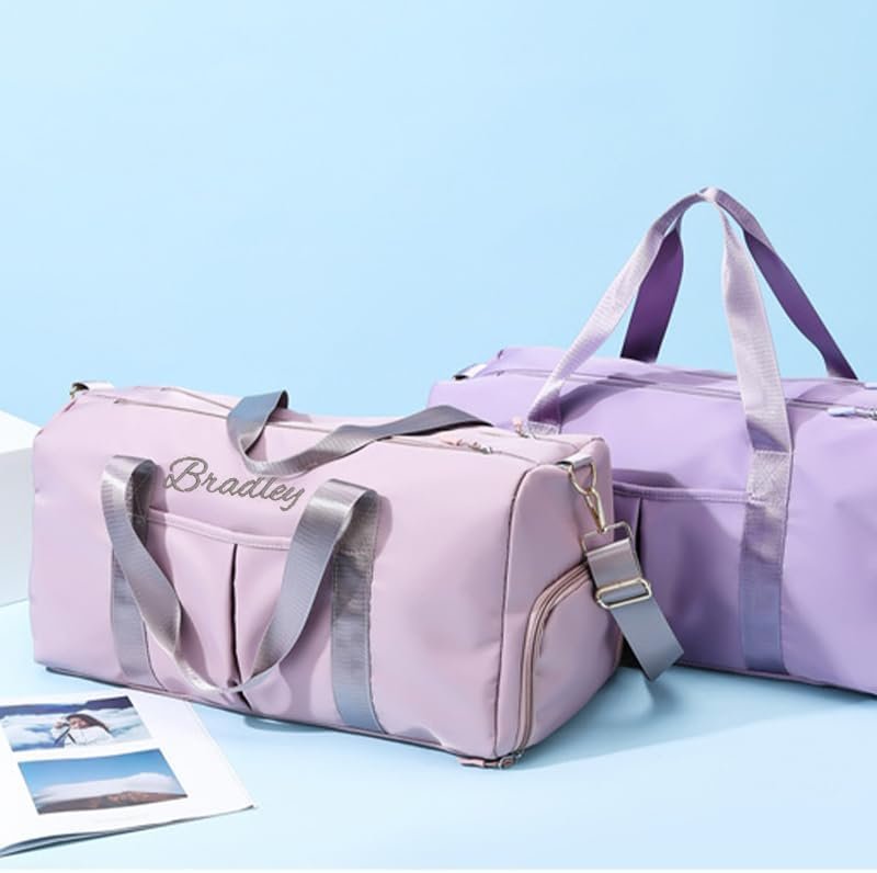 Private Label Personalized Gym Duffel Bag for Women Custom Logo Embroidered Name Lightweight Travel Sports with Shoe Compartment Factory