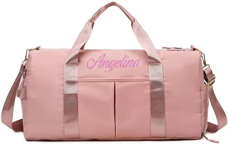 Private Label Personalized Gym Duffel Bag for Women Custom Logo Embroidered Name Lightweight Travel Sports with Shoe Compartment Factory