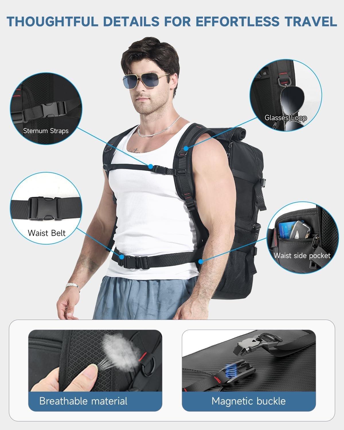 Private Label 50L Black Travel Backpack Custom Logo Lightweight Durable Water-Resistant Carry-On Flight-Approved Business Rucksack with Shoe Compartment Weekender Fits 17.3-Inch Laptop Manufacturer Private Label 50L Black Travel Backpack Custom Logo Lightweight Durable Water-Resistant Carry-On Flight-Approved Business Rucksack with Shoe Compartment Weekender Fits 17.3-Inch Laptop Manufacturer