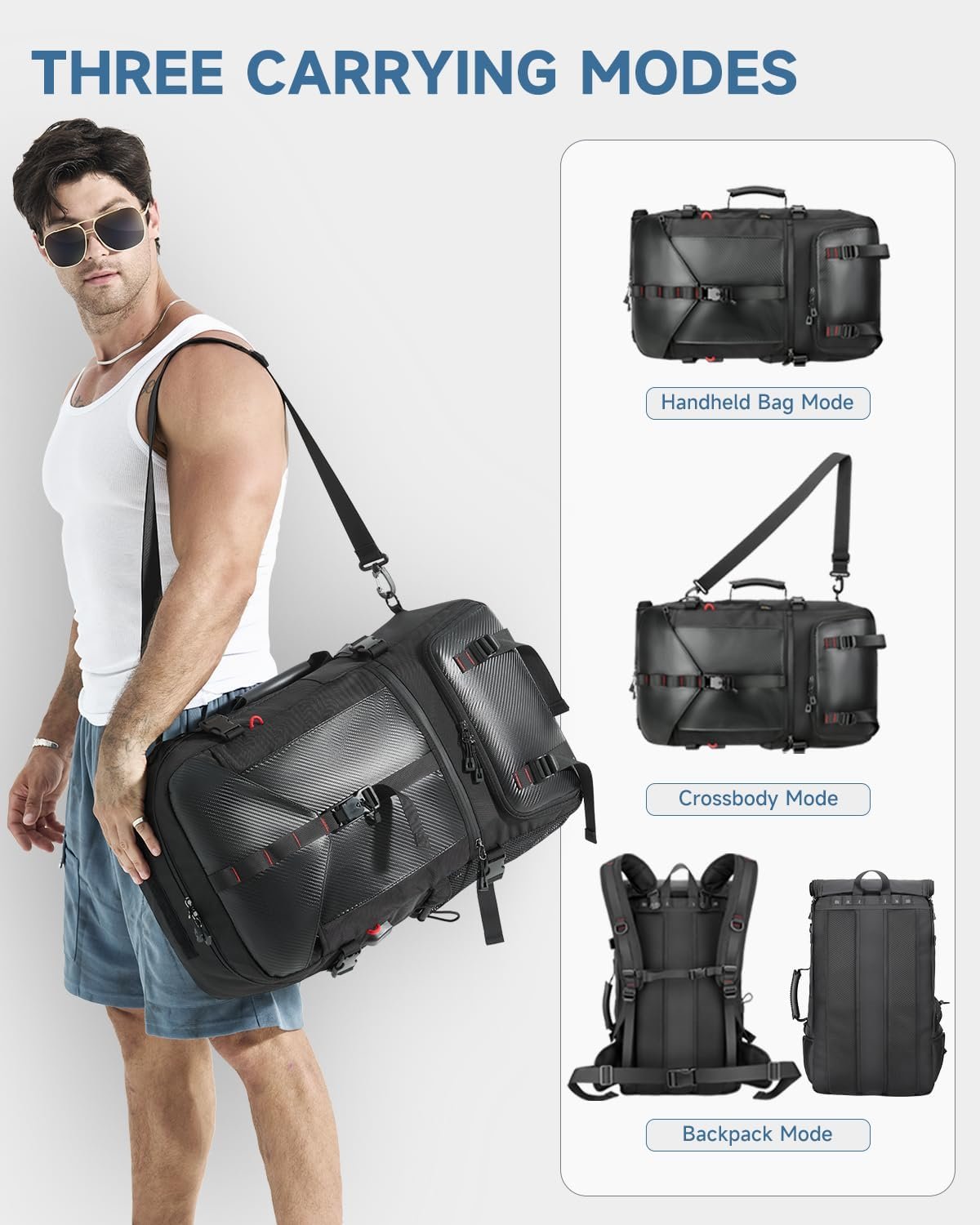 Private Label 50L Black Travel Backpack Custom Logo Lightweight Durable Water-Resistant Carry-On Flight-Approved Business Rucksack with Shoe Compartment Weekender Fits 17.3-Inch Laptop Manufacturer Private Label 50L Black Travel Backpack Custom Logo Lightweight Durable Water-Resistant Carry-On Flight-Approved Business Rucksack with Shoe Compartment Weekender Fits 17.3-Inch Laptop Manufacturer