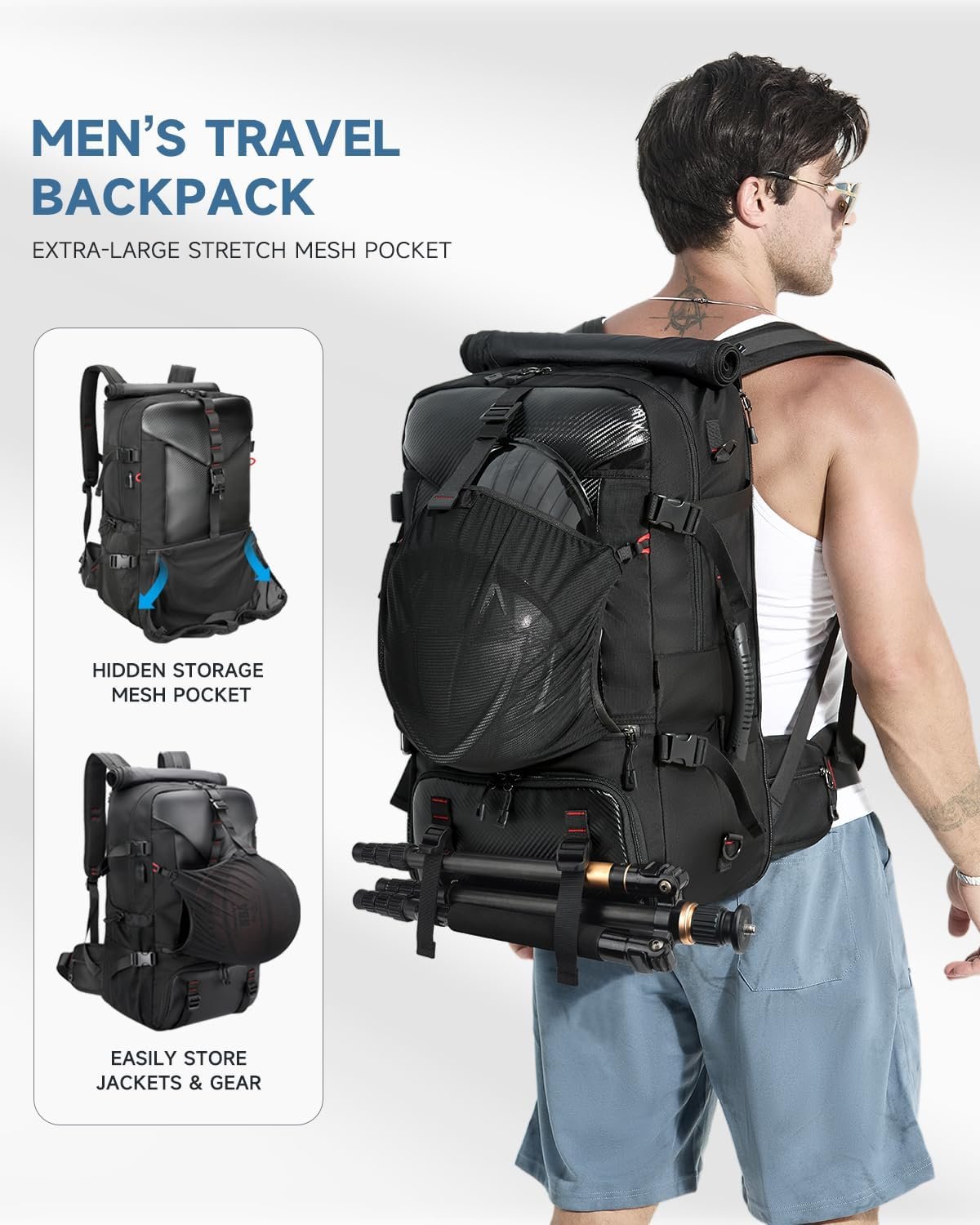 Private Label 50L Black Travel Backpack Custom Logo Lightweight Durable Water-Resistant Carry-On Flight-Approved Business Rucksack with Shoe Compartment Weekender Fits 17.3-Inch Laptop Manufacturer Private Label 50L Black Travel Backpack Custom Logo Lightweight Durable Water-Resistant Carry-On Flight-Approved Business Rucksack with Shoe Compartment Weekender Fits 17.3-Inch Laptop Manufacturer