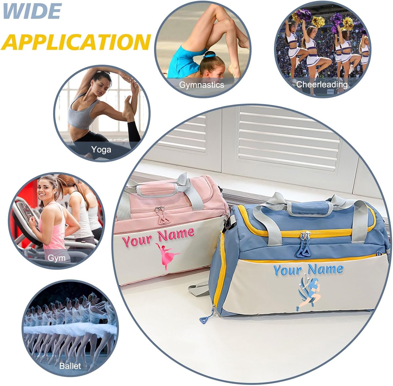 Custom Logo Personalized Duffel Travel Bag with Wet Dry Pockets Private Label Printed Sports Bag Photo Name Logo Customized Weekend Overnight Gym Dance Ballet Bag for Women Girls Factory Custom Logo Personalized Duffel Travel Bag with Wet Dry Pockets Private Label Printed Sports Bag Photo Name Logo Customized Weekend Overnight Gym Dance Ballet Bag for Women Girls Factory