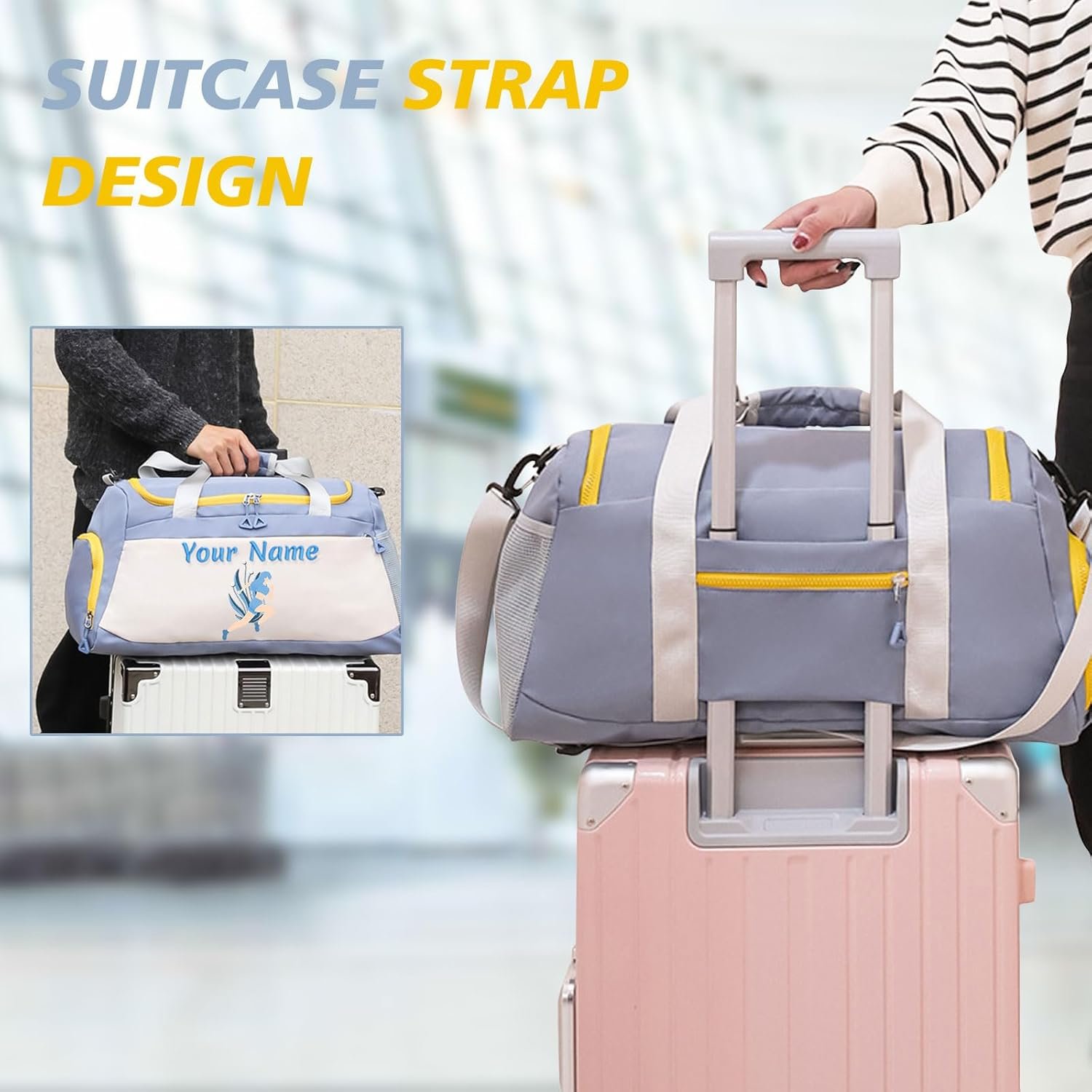 Custom Logo Personalized Duffel Travel Bag with Wet Dry Pockets Private Label Printed Sports Bag Photo Name Logo Customized Weekend Overnight Gym Dance Ballet Bag for Women Girls Factory Custom Logo Personalized Duffel Travel Bag with Wet Dry Pockets Private Label Printed Sports Bag Photo Name Logo Customized Weekend Overnight Gym Dance Ballet Bag for Women Girls Factory