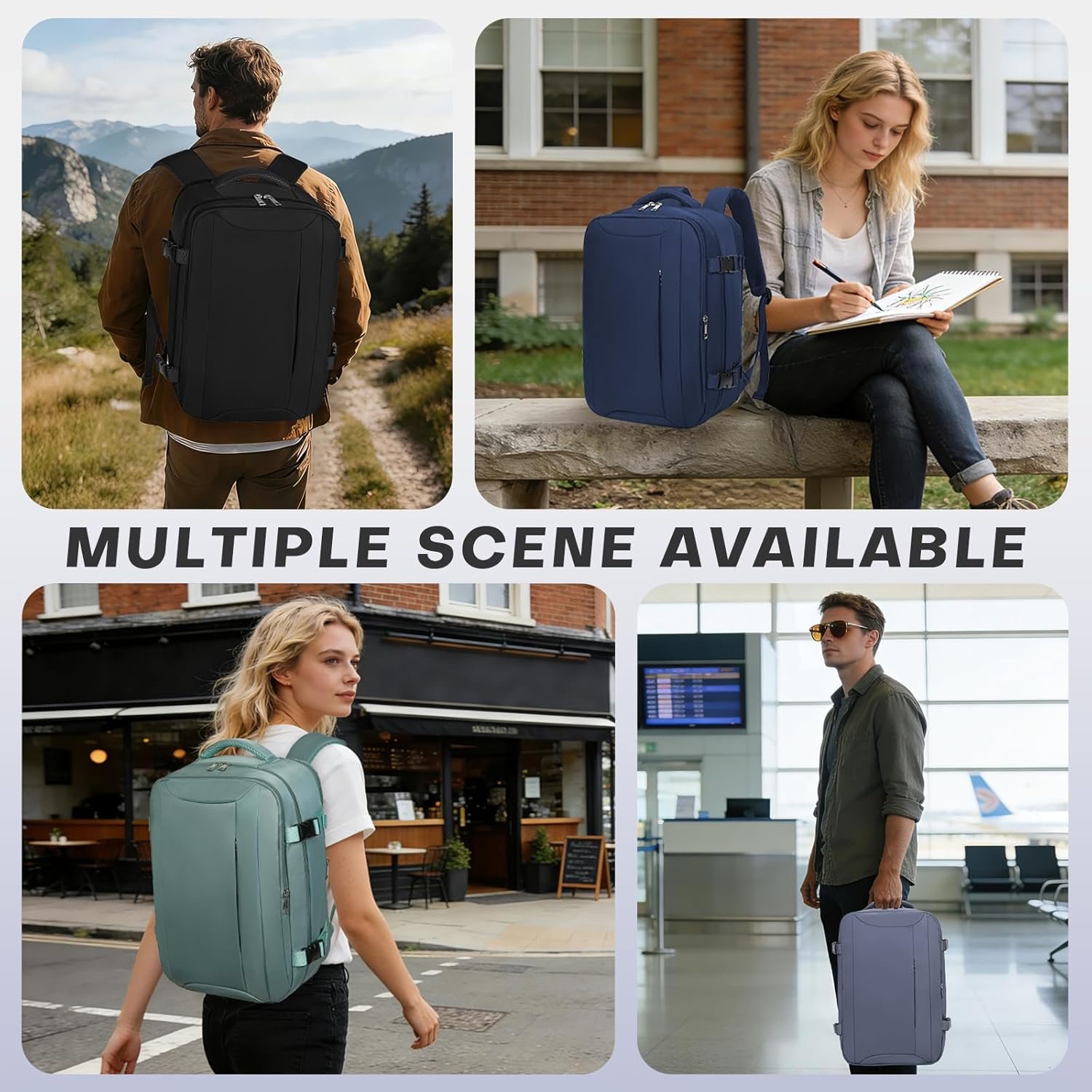 Private Label Travel Backpack for Women & Men 18x14x8 Inches Airline Approved Custom Logo Carry On Weekender Water Resistant Lightweight Personal Item Overnight Bag for Business Trips Factory