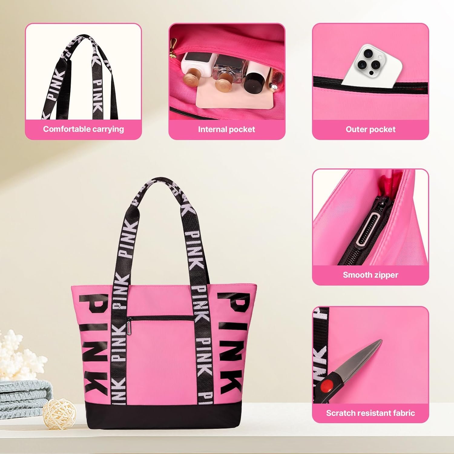 Private Label Large Waterproof Travel Tote Bag for Women Custom Logo Beach Bag Manufacturer