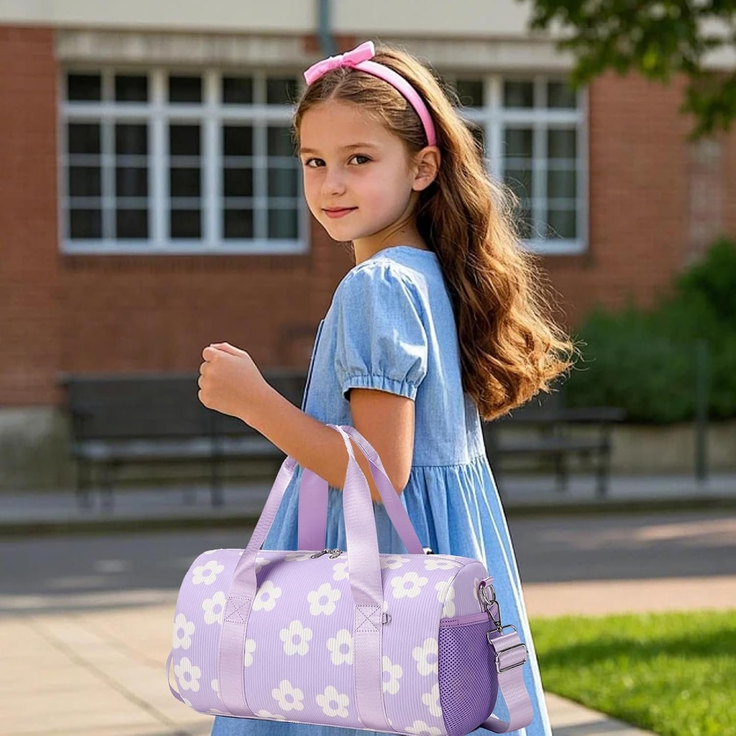 Factory Direct Purple Corduroy Dance Ballet Duffle Bag for Girls 4-6 Toddler Small Ballerina Private Label with Waterproof Dry Wet Separated Compartment Custom Logo