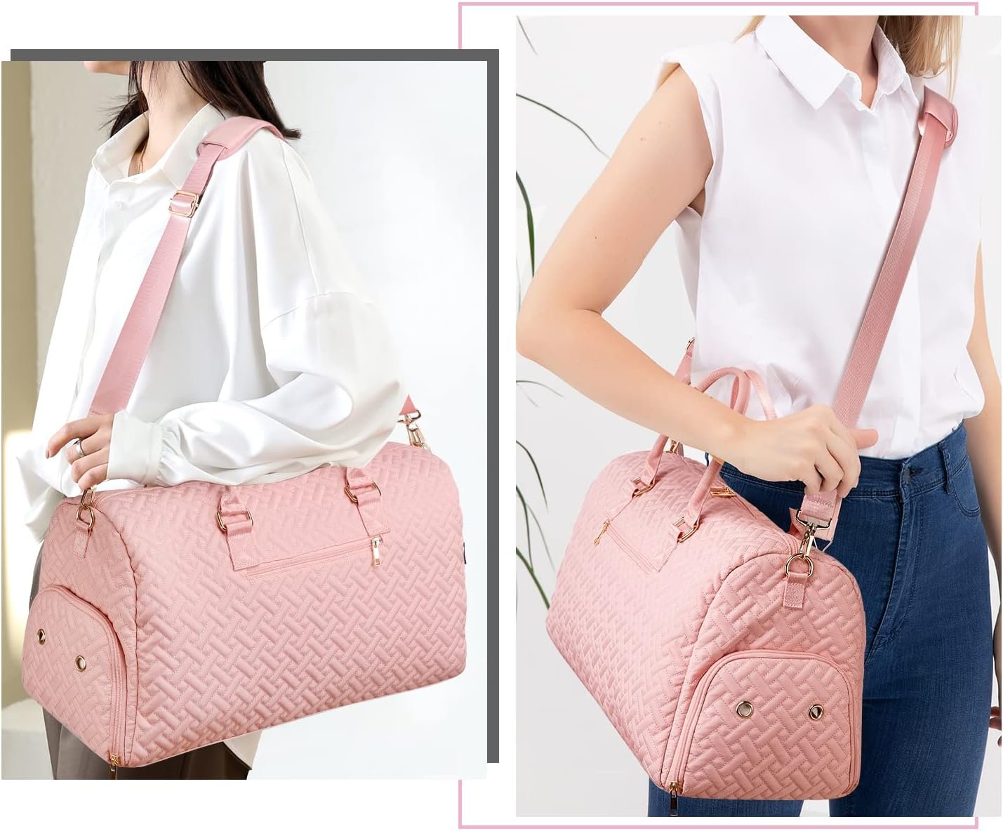 Private Label Duffle Weekender Bag with Shoe Compartment Carry On Overnight Gym Bag for Women with Toiletry and Wet Pocket Hospital Bag for Labor Delivery Custom Logo Manufacturer Beige