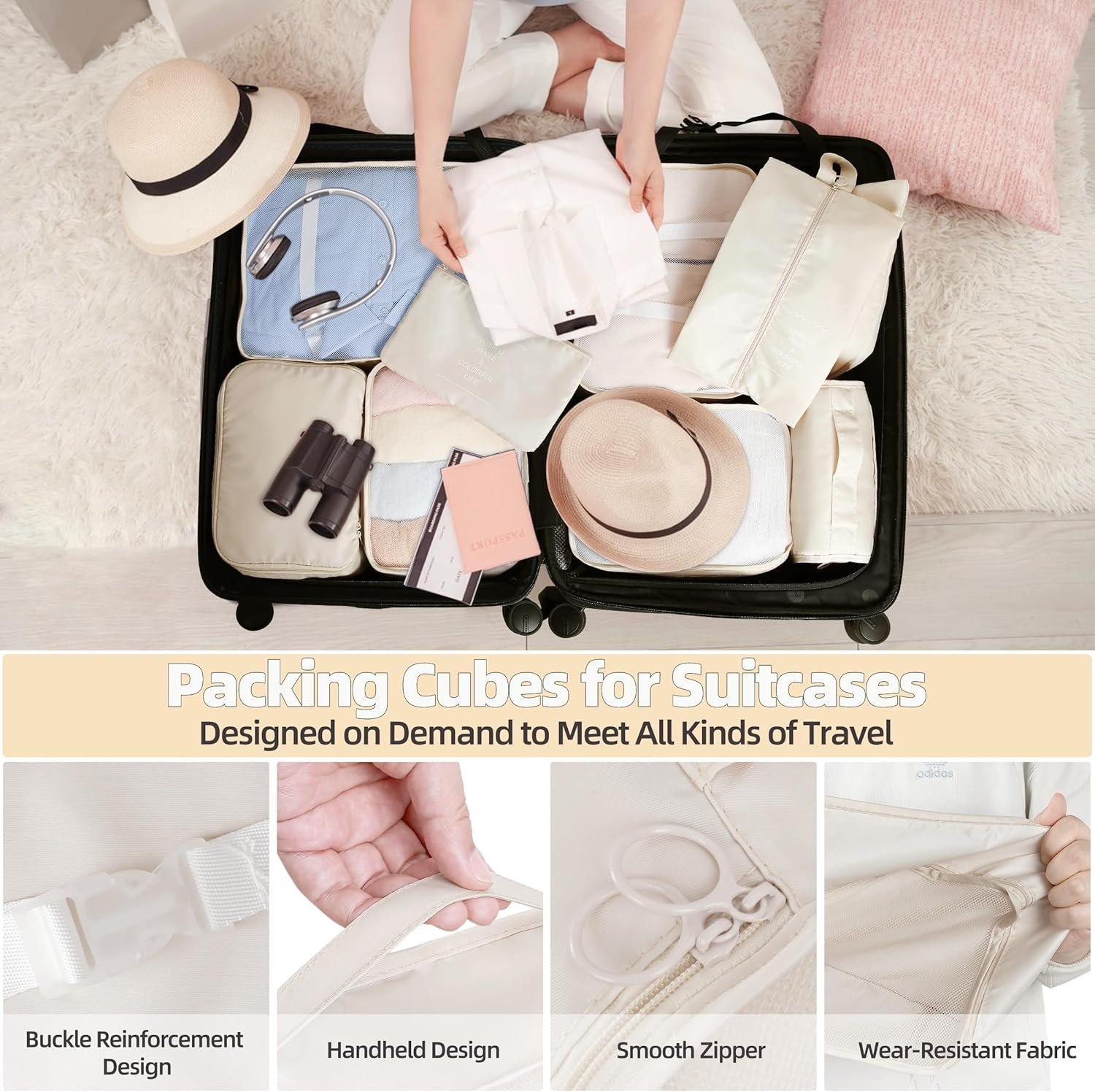 Factory 10 Pcs Set Packing Cubes - Private Label Travel Packing Organizers Custom Logo Expandable Suitcase Luggage Bags