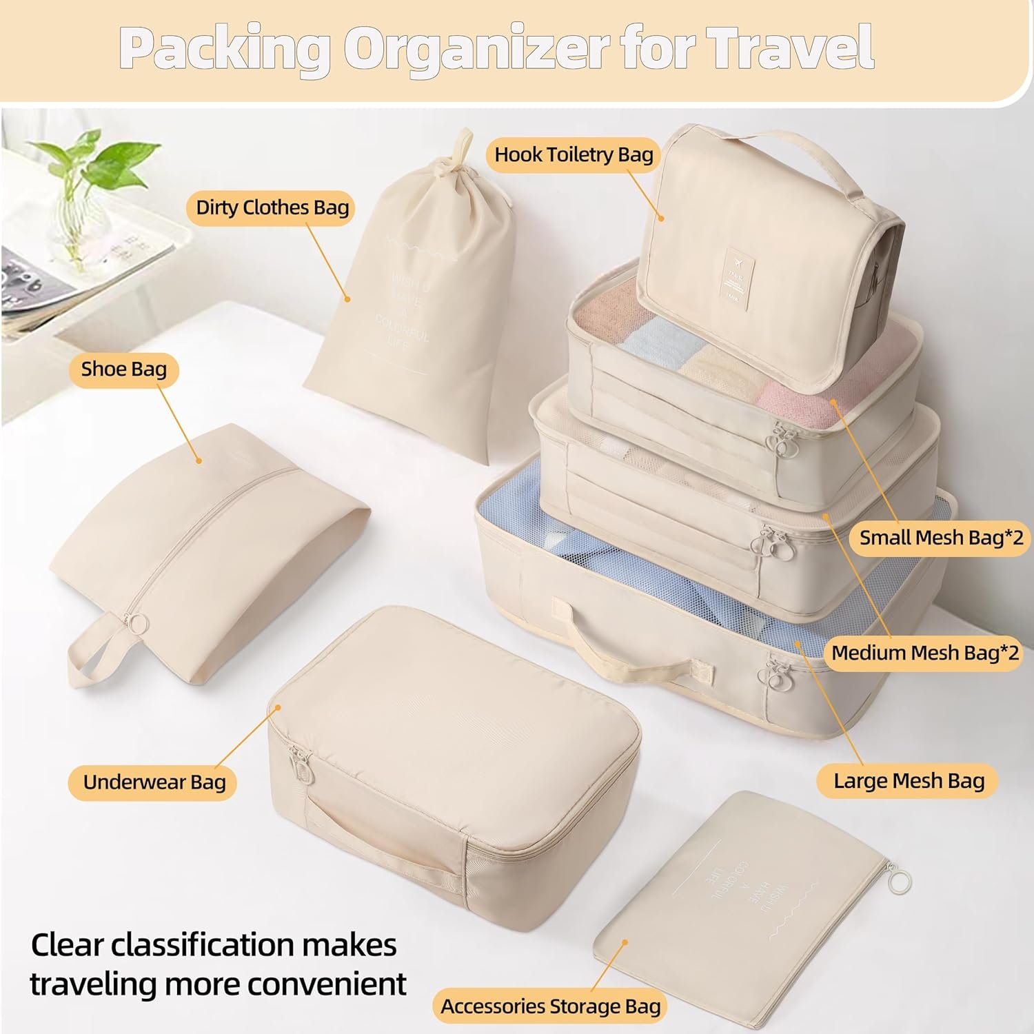Factory 10 Pcs Set Packing Cubes - Private Label Travel Packing Organizers Custom Logo Expandable Suitcase Luggage Bags