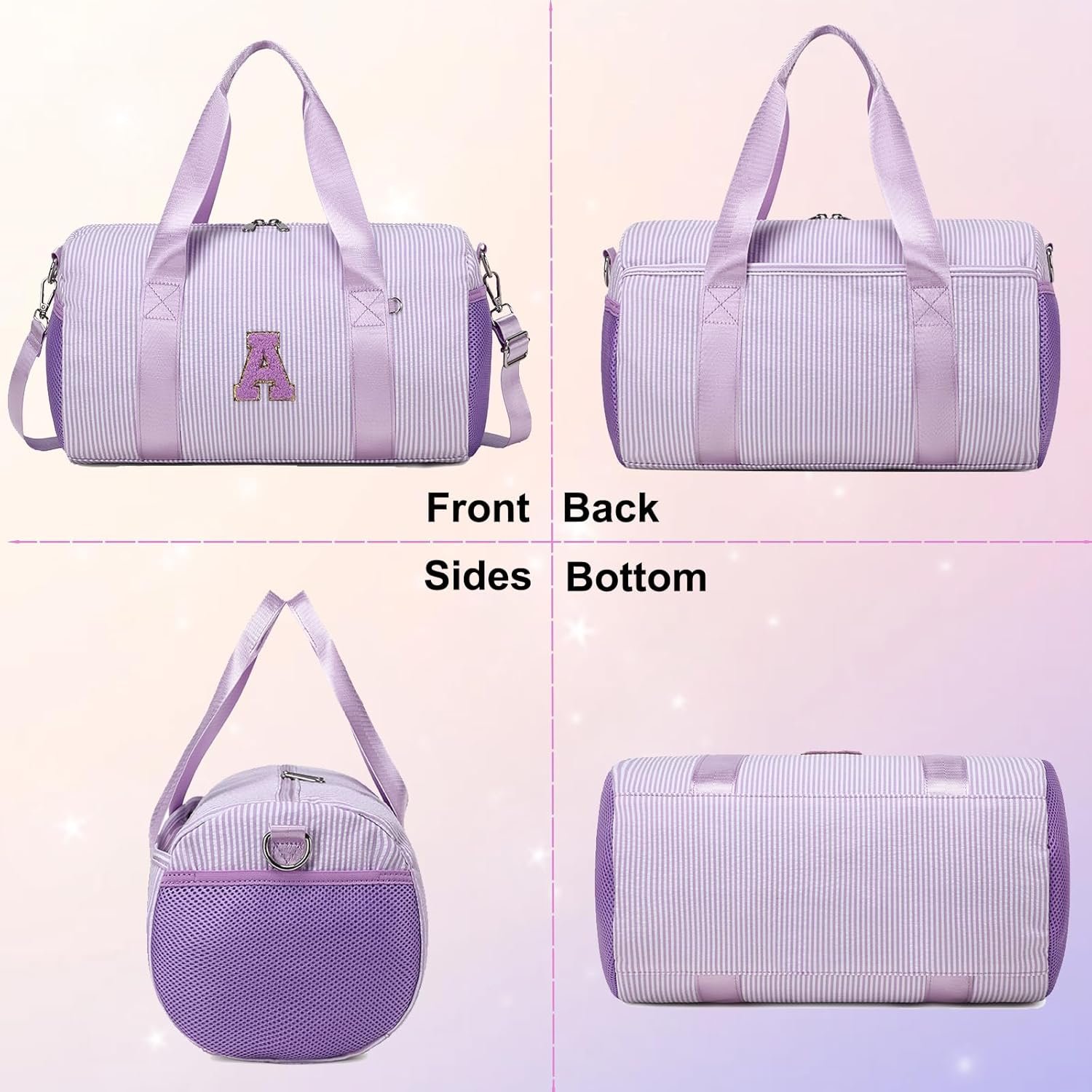 Private Label Personalized Initial Small Dance Bag for Girls Custom Logo Gym Sport Yoga Ballet Weekender Toddler Travel Duffle Tote with Adjustable Straps Factory Purple-A Private Label Personalized Initial Small Dance Bag for Girls Custom Logo Gym Sport Yoga Ballet Weekender Toddler Travel Duffle Tote with Adjustable Straps Factory Purple-A