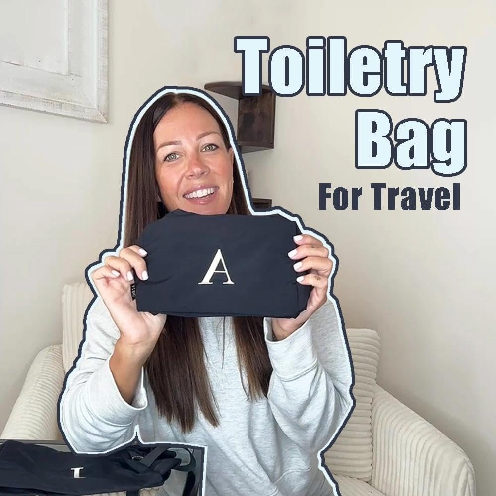 Custom Logo Lightweight Water-Resistant Toiletry Makeup Bag with Private Label Embroidery Initial Birthday Gifts for Women Men (S, Black) Manufacturer Custom Logo Lightweight Water-Resistant Toiletry Makeup Bag with Private Label Embroidery Initial Birthday Gifts for Women Men (S, Black) Manufacturer