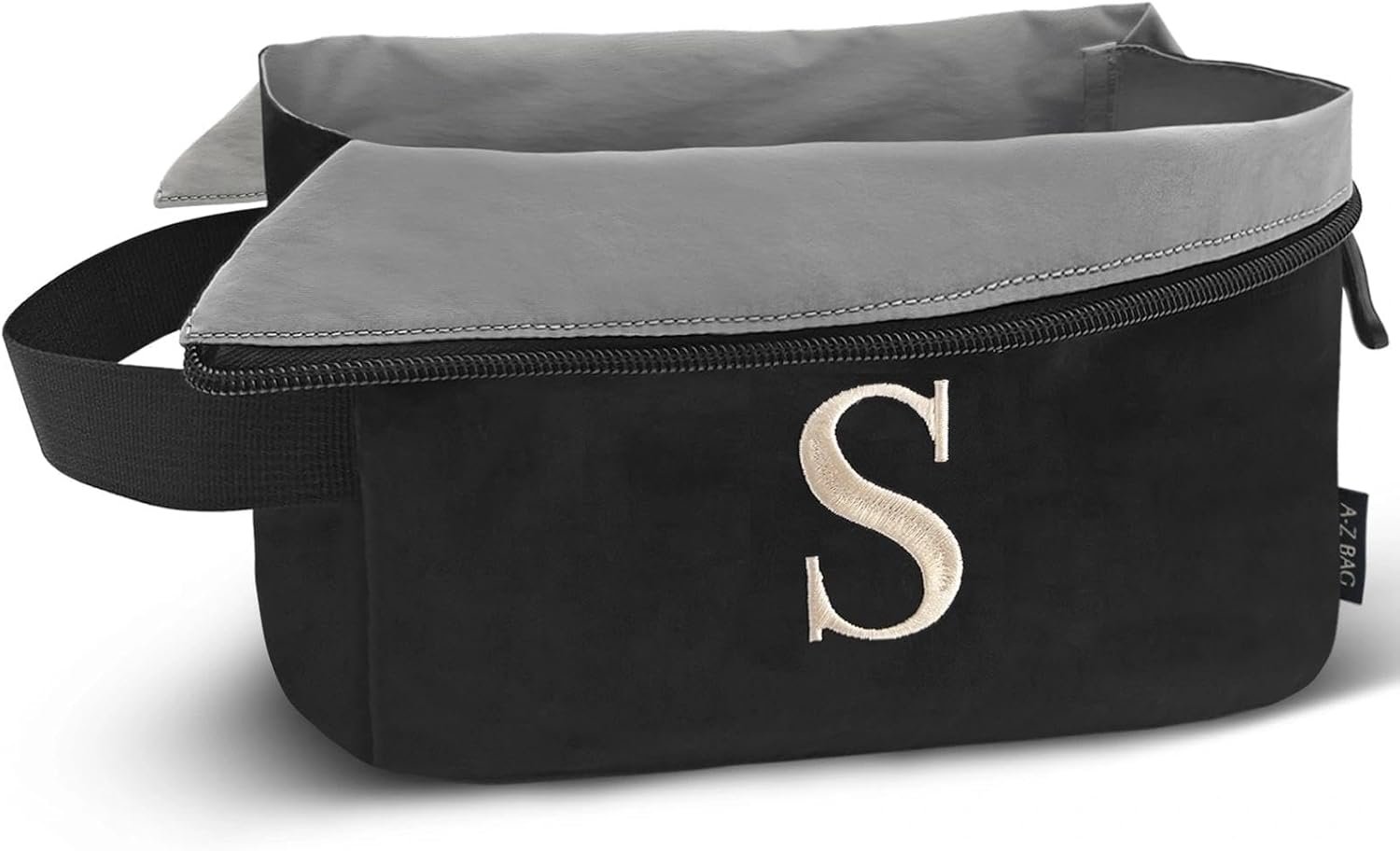 Custom Logo Lightweight Water-Resistant Toiletry Makeup Bag with Private Label Embroidery Initial Birthday Gifts for Women Men (S, Black) Manufacturer