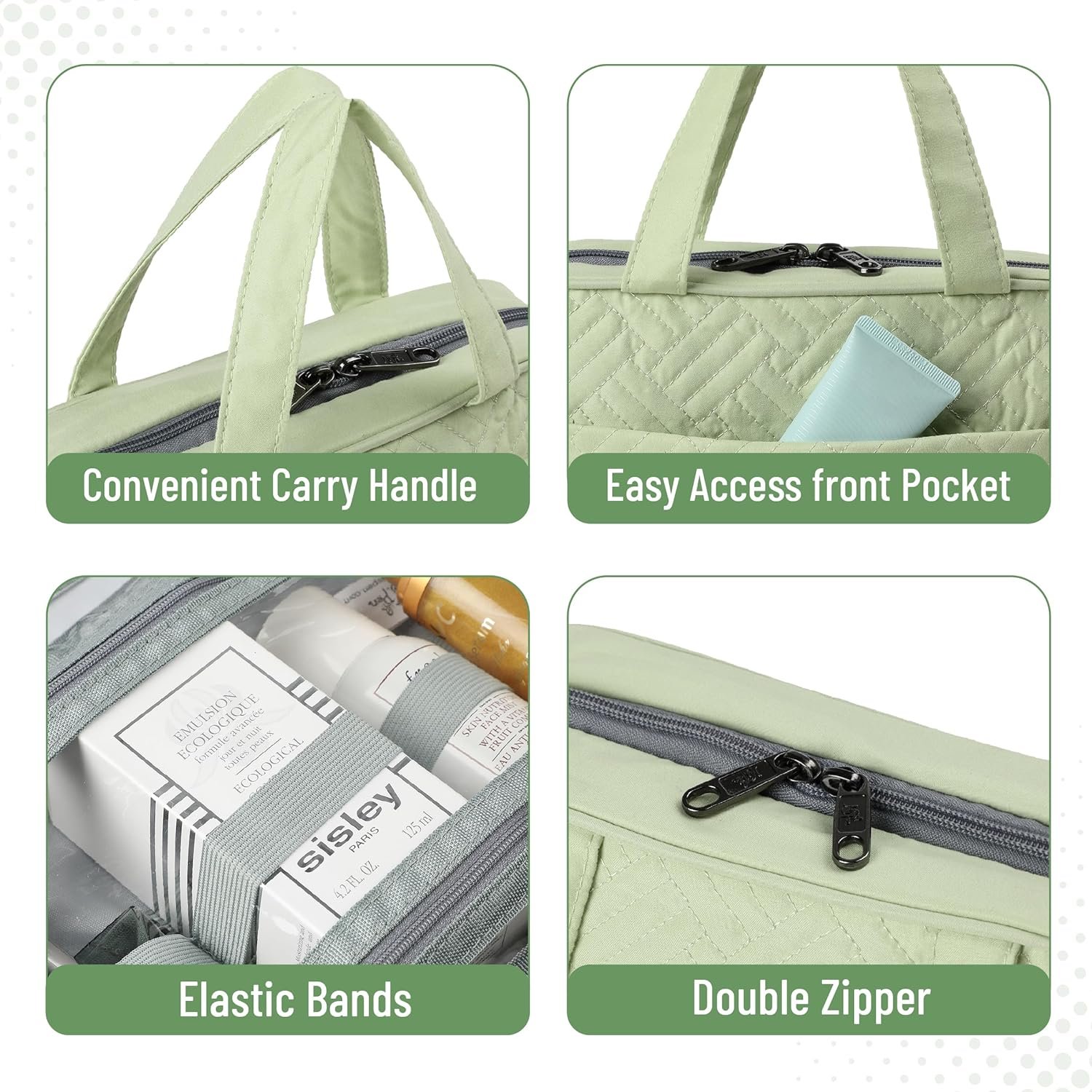 Private Label Green Travel Toiletry Bag Organizers Custom Logo Makeup Bag with Hanging Hook Water-Resistant Factory Private Label Green Travel Toiletry Bag Organizers Custom Logo Makeup Bag with Hanging Hook Water-Resistant Factory