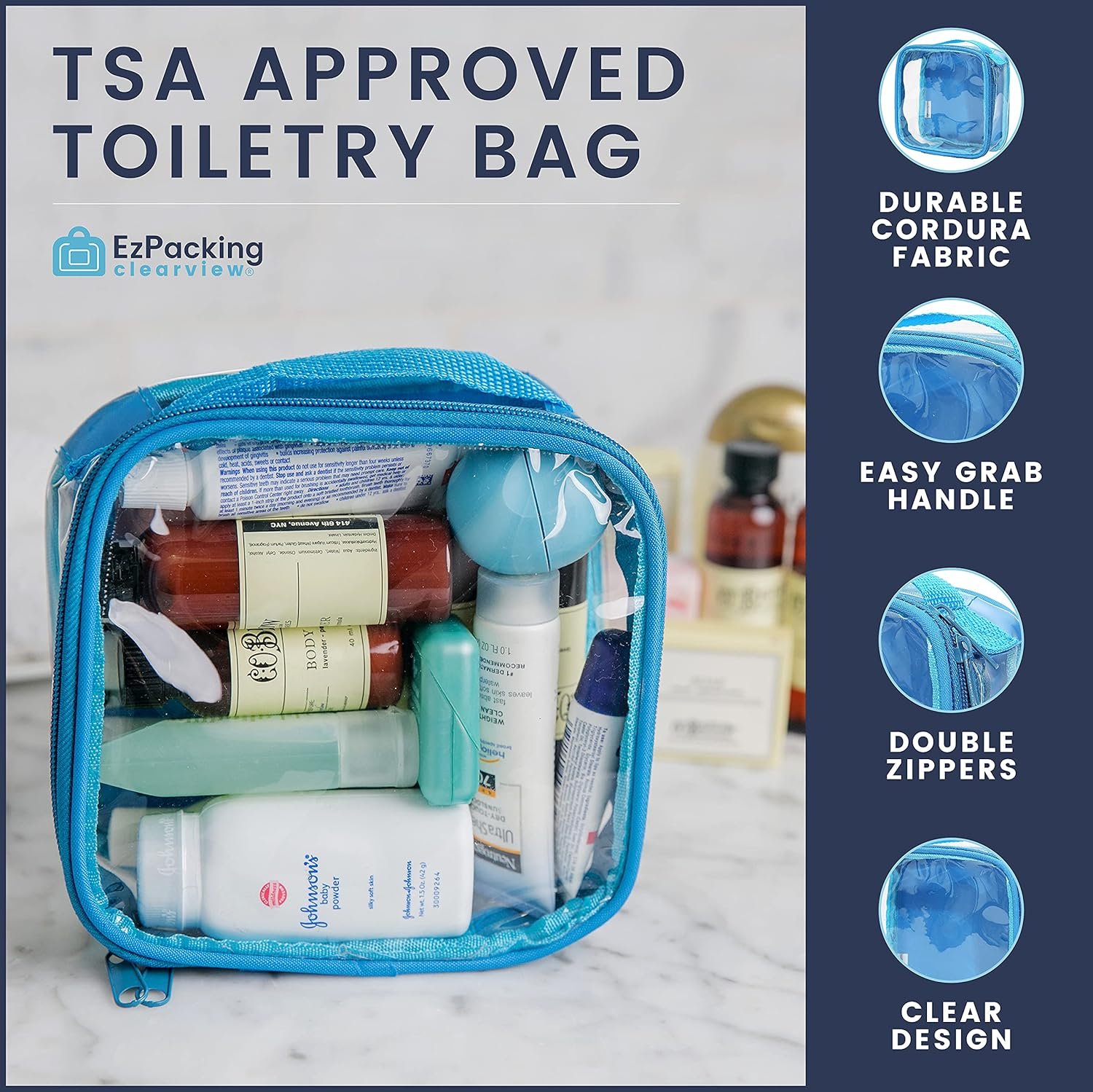 Private Label Clear TSA Approved 3-1-1 Quart Size Travel Toiletry Bag with Custom Logo for Carry-On Transparent Liquids Pouch Airport Security Reusable See-Through Vinyl PVC Organizer Pink for Men Women Manufacturer