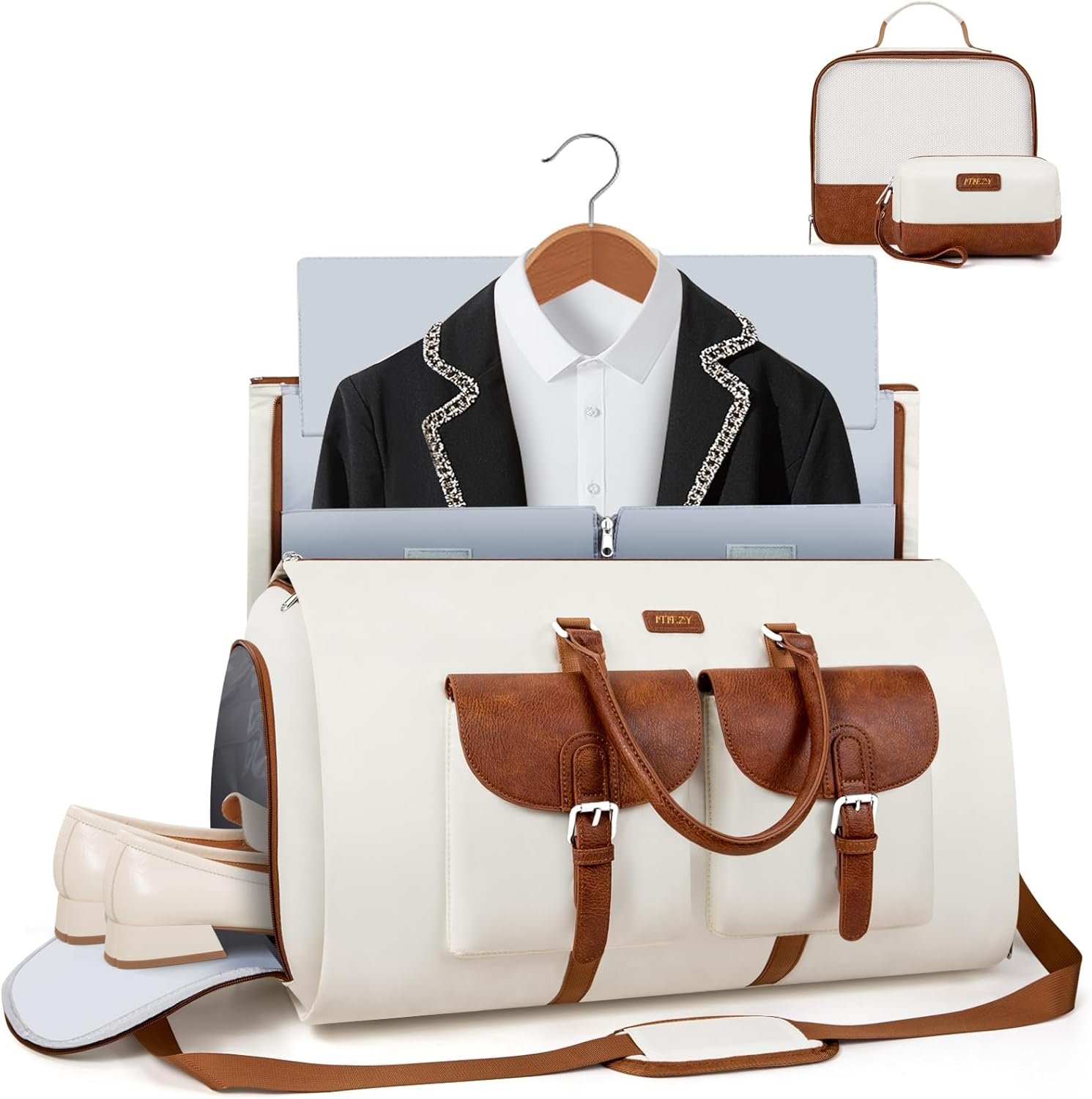 Custom Logo Garment Duffel Bag Convertible Carry-On Travel Weekender for Men Women Large with Shoes Pouch Private Label 2-in-1 Hanging Suit Manufacturer 3pcs Set