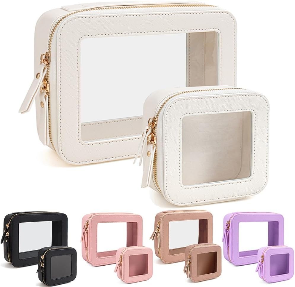 Custom Logo TSA Approved Clear Travel Makeup Bag Set Private Label Portable Zipper Cosmetic Toiletry Organizer Manufacturer Storage Pouch Car Essentials