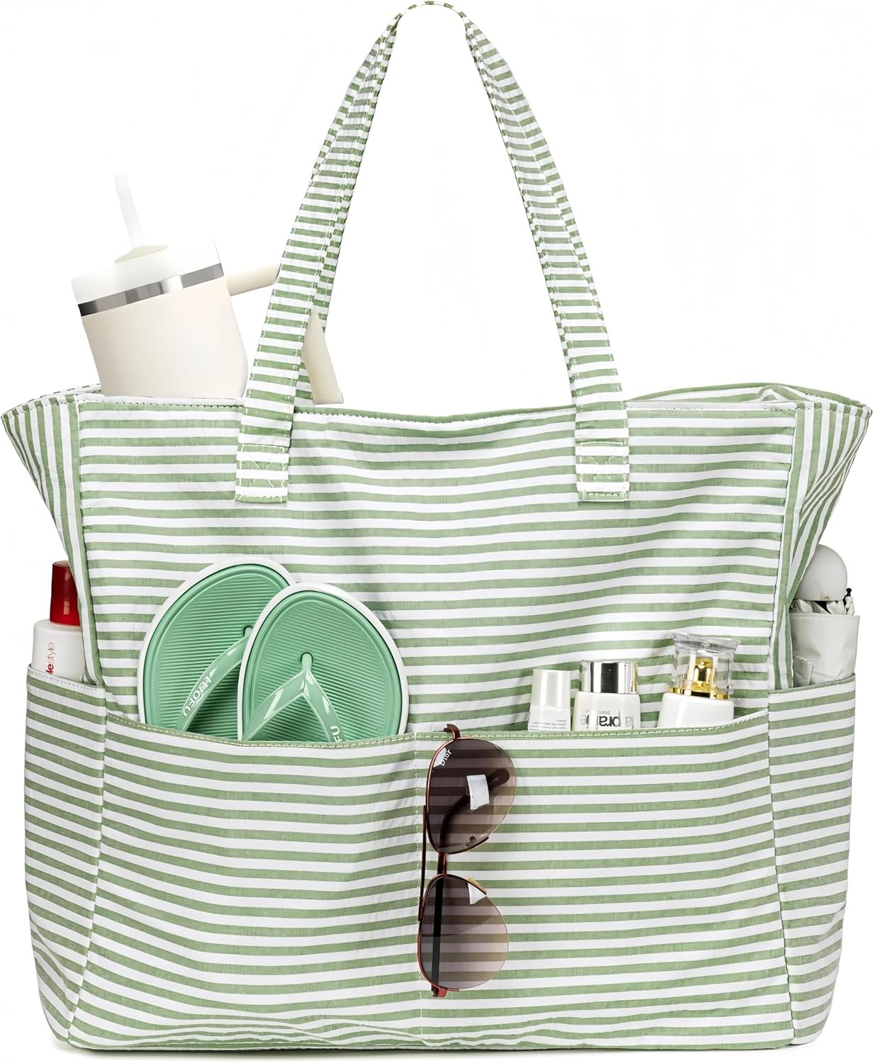 Custom Logo Large Beach Bag Women Waterproof Sandproof Zipper Beach Tote Pool Bag for Swim Gym Grocery Travel with Wet Pocket Private Label Manufacturer