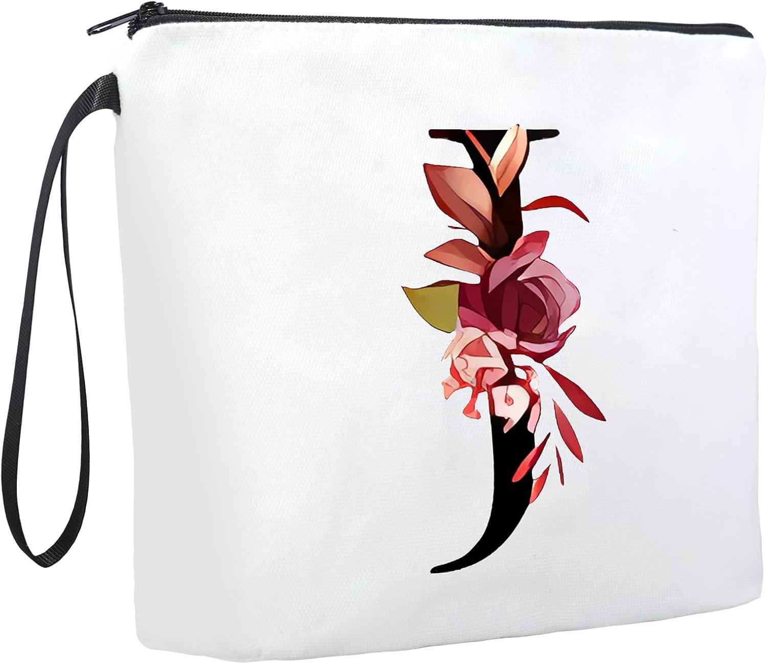 Private Label Initial Makeup Bag - Personalized Cosmetic Bag with Custom Logo Monogram Small Travel Toiletry Bag Factory Birthday Gifts for Women Bridesmaid Letter J