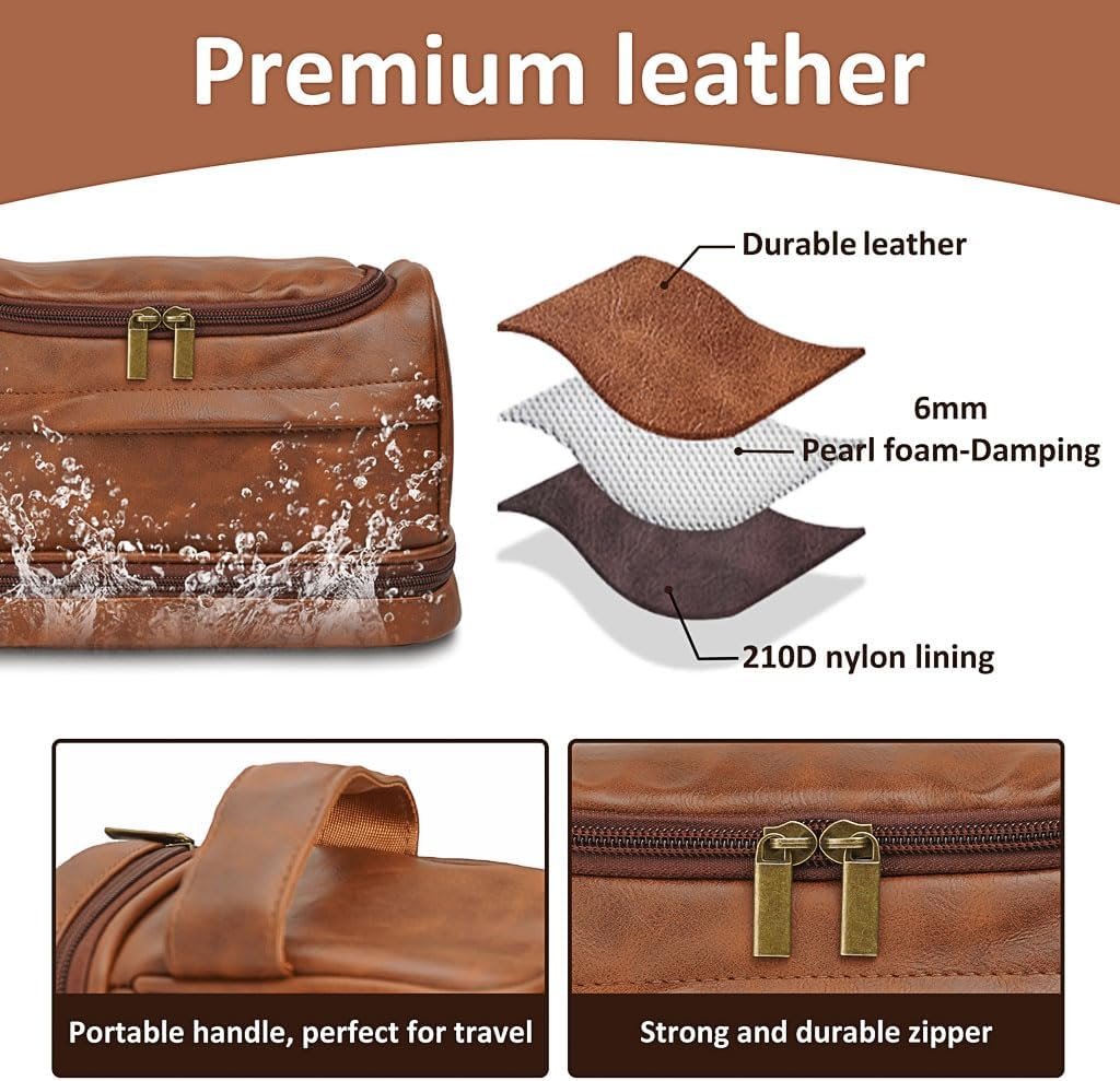 Custom Logo Toiletry Bag for Men Private Label Engraved Leather Travel Accessories Waterproof Shaving Kit Gift for Dad Husband Groomsmen Boyfriend Christmas Birthday Fathers Day Anniversary from Factory Custom Logo Toiletry Bag for Men Private Label Engraved Leather Travel Accessories Waterproof Shaving Kit Gift for Dad Husband Groomsmen Boyfriend Christmas Birthday Fathers Day Anniversary from Factory