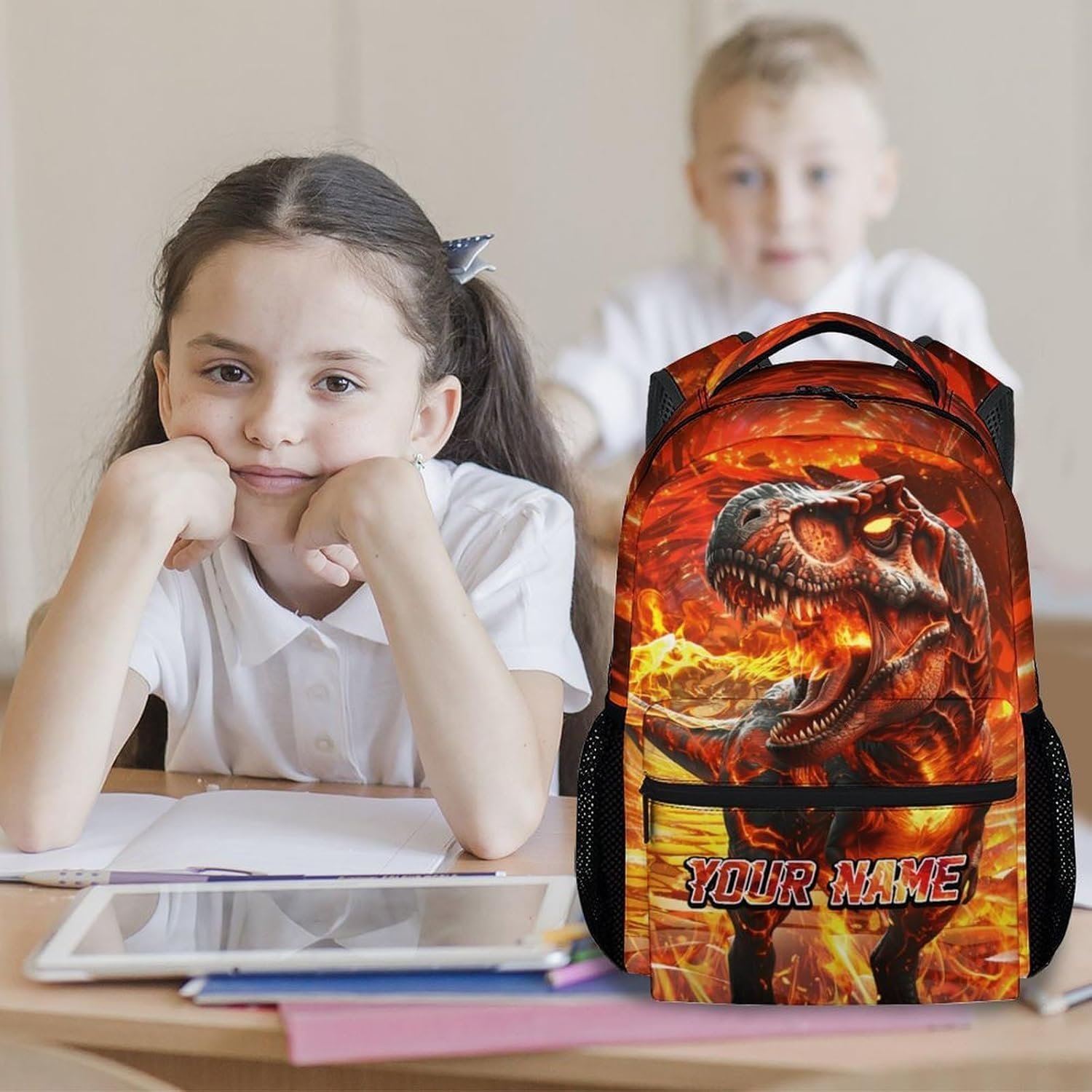 Custom Logo Personalized Dinosaur Backpacks for Boys 17 Inch Private Label Kids Bookbag Manufacturer for Preschool Kindergarten Primary School