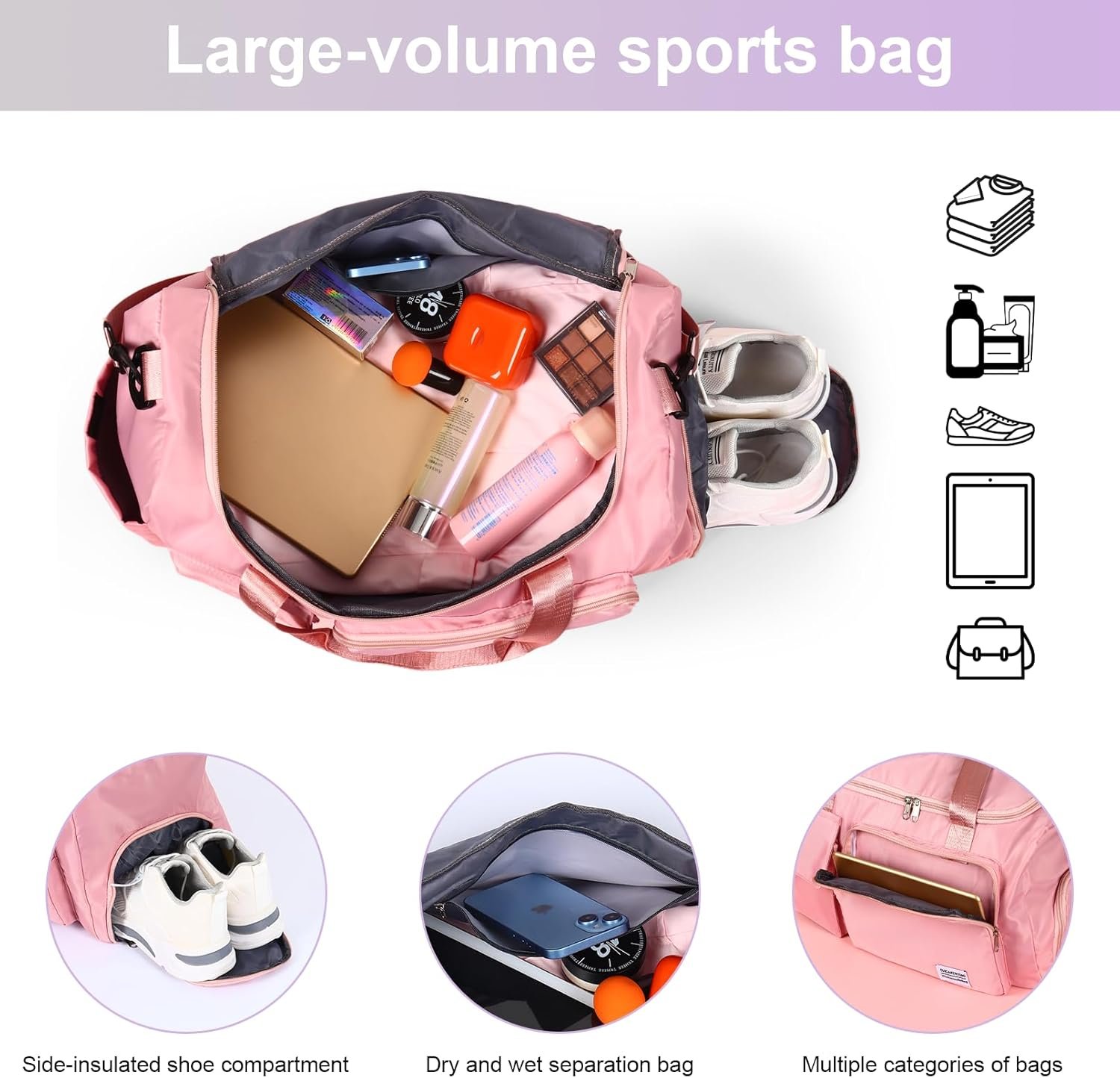 Custom Logo Personalized Duffel Bag, Private Label Embroidered Sports Gym Bag with Name Pattern, Weekend Dance Girls Duffle Ringette Gymnastics Bag for Women Men Manufacturer Custom Logo Personalized Duffel Bag, Private Label Embroidered Sports Gym Bag with Name Pattern, Weekend Dance Girls Duffle Ringette Gymnastics Bag for Women Men Manufacturer