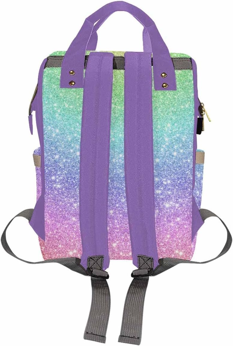 Private Label Personalized Diaper Bags for Women Men Custom Logo Purple Glitter Princess Diaper Backpack for Mom Wife Multifunctional Travel Changing Bag Manufacturer