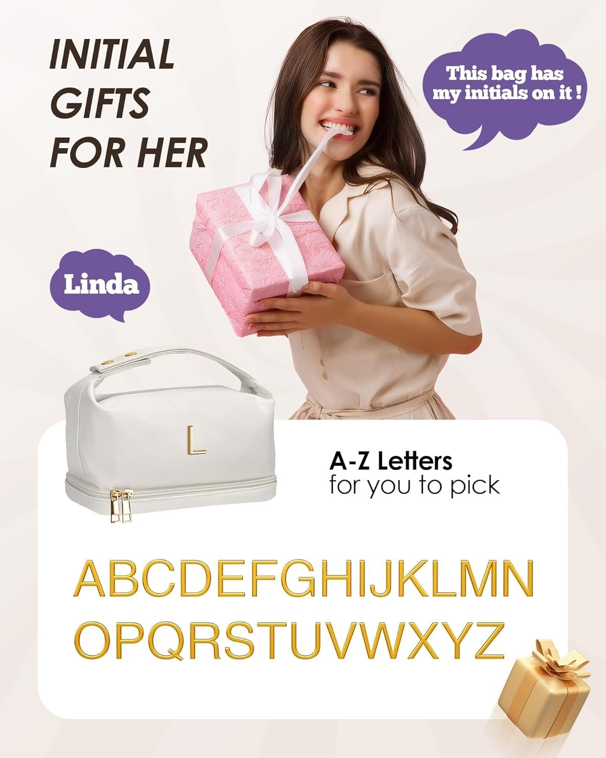 Custom Logo Personalized Double Layer Travel Makeup Cosmetic Toiletry Bag Private Label White PU Bride Purse Waterproof Portable Zipper Bridal Bridesmaid Wedding Gift Manufacturer