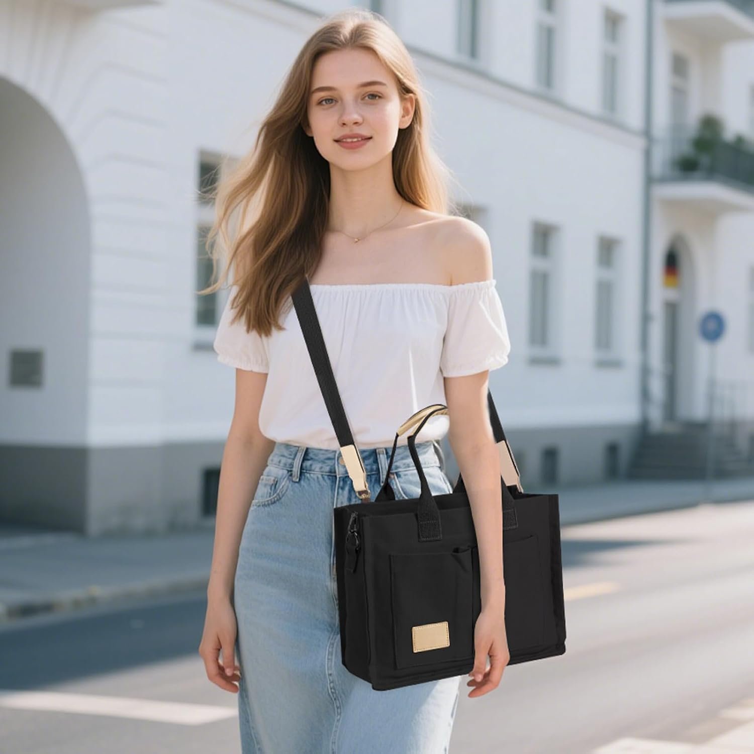 Custom Logo Canvas Tote Bag for Women Crossbody Work Purse with Pockets Private Label Top Handle Handbag Satchel for Travel Nurse Teacher Manufacturer Custom Logo Canvas Tote Bag for Women Crossbody Work Purse with Pockets Private Label Top Handle Handbag Satchel for Travel Nurse Teacher Manufacturer