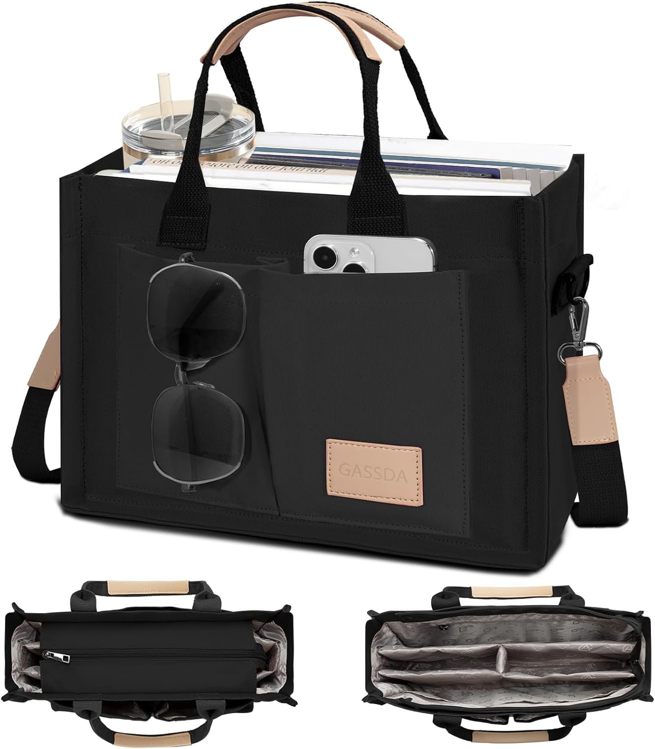 Custom Logo Canvas Tote Bag for Women Crossbody Work Purse with Pockets Private Label Top Handle Handbag Satchel for Travel Nurse Teacher Manufacturer