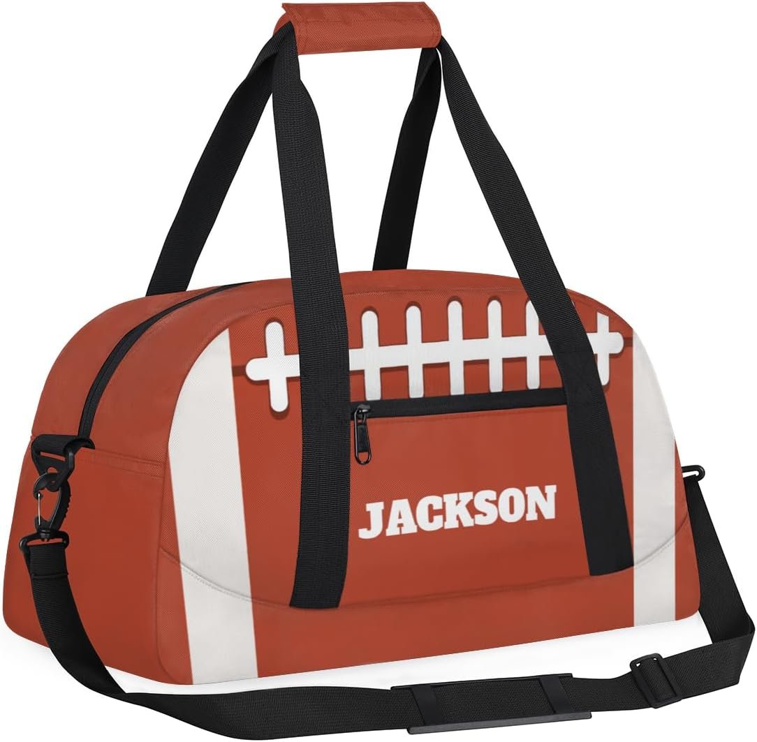 Custom Logo Personalized Boys Football Gym Duffel Bags for Kids Private Label Sport Pigskin Training Travel Bags with Name Overnight Weekender Factory