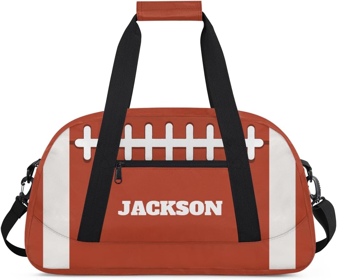 Custom Logo Personalized Boys Football Gym Duffel Bags for Kids Private Label Sport Pigskin Training Travel Bags with Name Overnight Weekender Factory