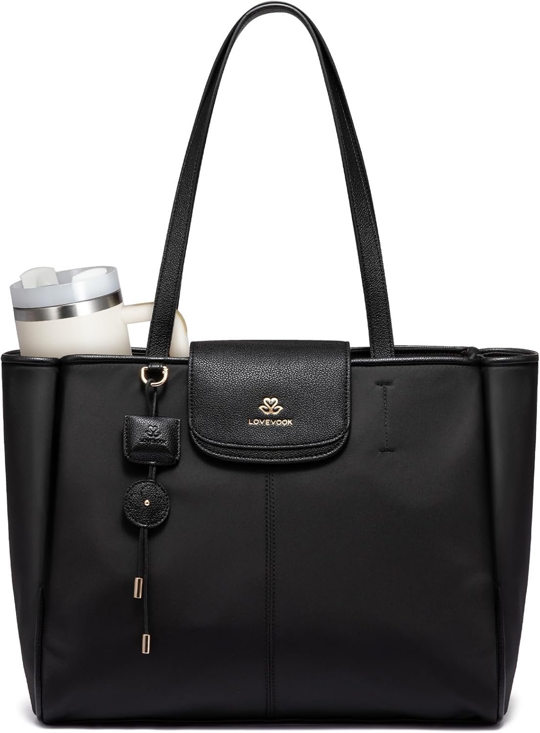 Private Label Laptop Tote Bag for Women Nylon Work Tote with Custom Logo 17.3 Inch Laptop Compartments Lightweight Computer Purse Large Cup Holder Travel Tote Luggage Straps Manufacturer