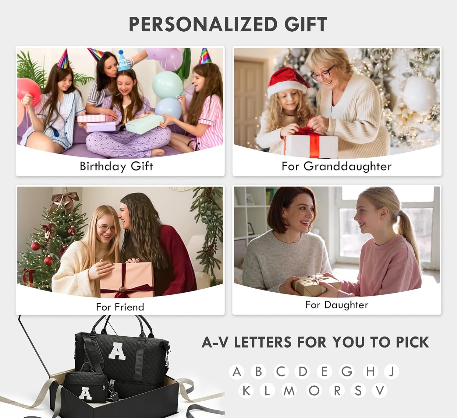 Custom Logo Initial Duffle Bag with Shoe Compartment, Private Label Personalized Weekender Overnight Gym Bag for Women and Girls with Toiletry Bag Manufacturer