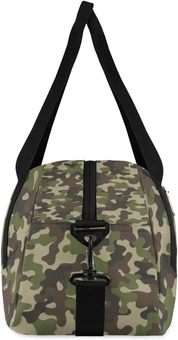 Private Label Green Camouflage Camo Kids Duffel Bags Personalized Sports Gym Custom Logo Dance Tote Overnight Weekender Sleepover Carry On Travel for Boys Girls Manufacturer