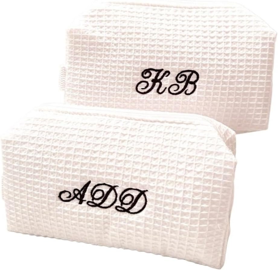 Manufacturer Personalized Waffle Makeup and Stationery Bag for Girls, Private Label Large Capacity Travel Storage, Custom Logo Bridesmaid Gifts (7x11x18cm)