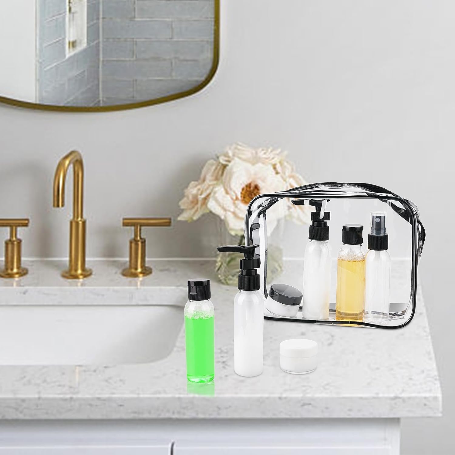 Private Label 2oz TSA Approved Travel Toiletry Bottles 13 Pack Leak Proof Custom Logo Kit with Clear TSA Bag for Shampoo Lotion Skincare Direct from Manufacturer Private Label 2oz TSA Approved Travel Toiletry Bottles 13 Pack Leak Proof Custom Logo Kit with Clear TSA Bag for Shampoo Lotion Skincare Direct from Manufacturer