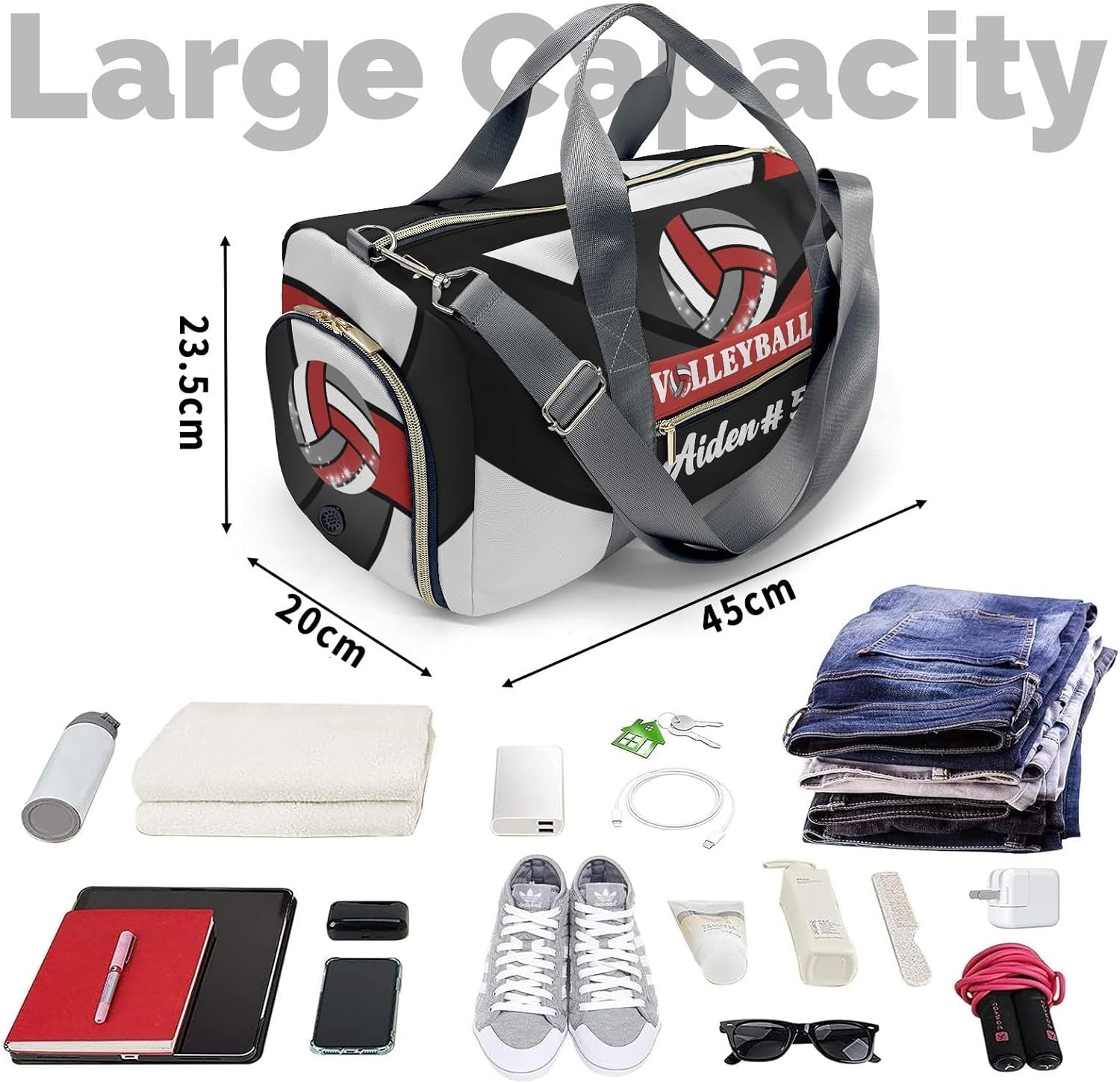 Private Label Red Volleyball Duffle Bag Personalized with Name and Custom Logo for Women and Girls Travel Performance Training Bag Manufacturer