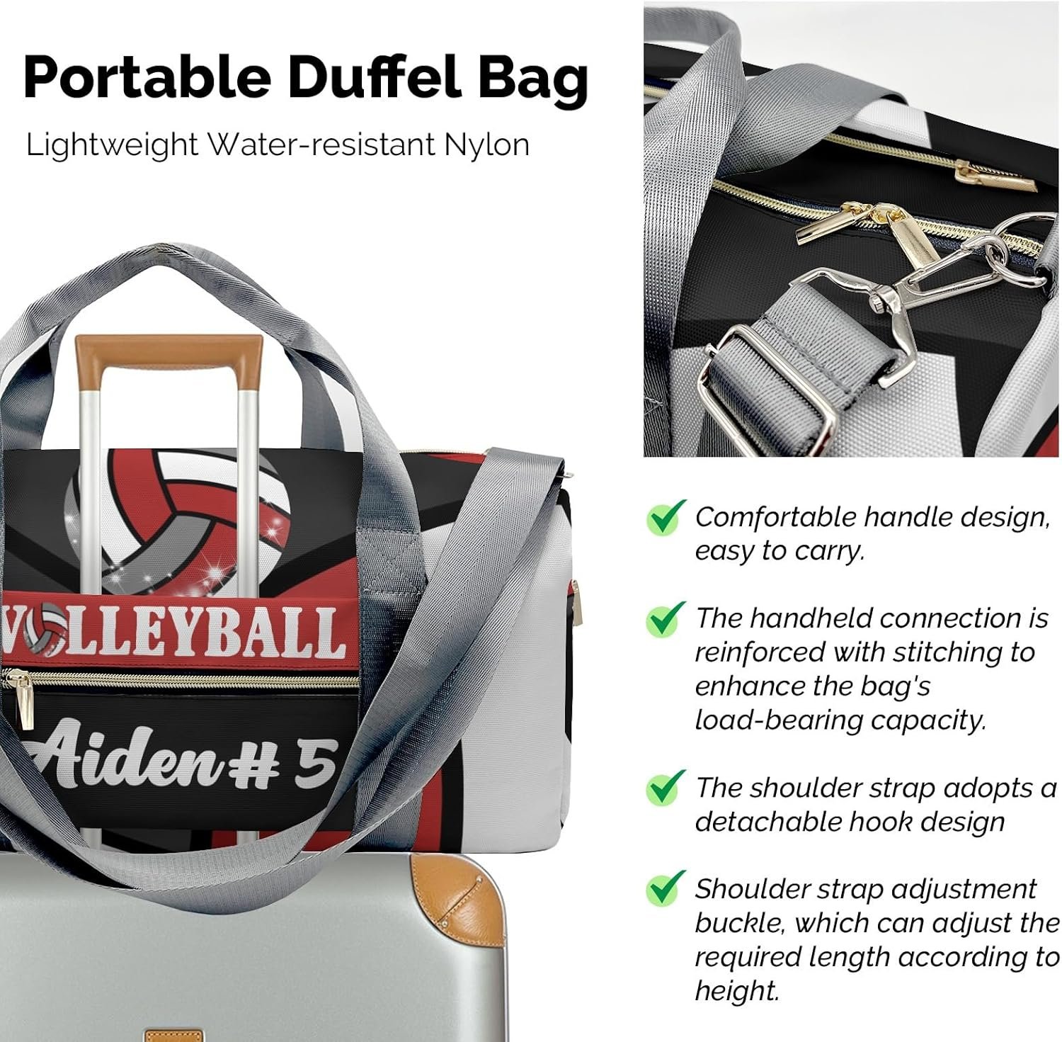 Private Label Red Volleyball Duffle Bag Personalized with Name and Custom Logo for Women and Girls Travel Performance Training Bag Manufacturer