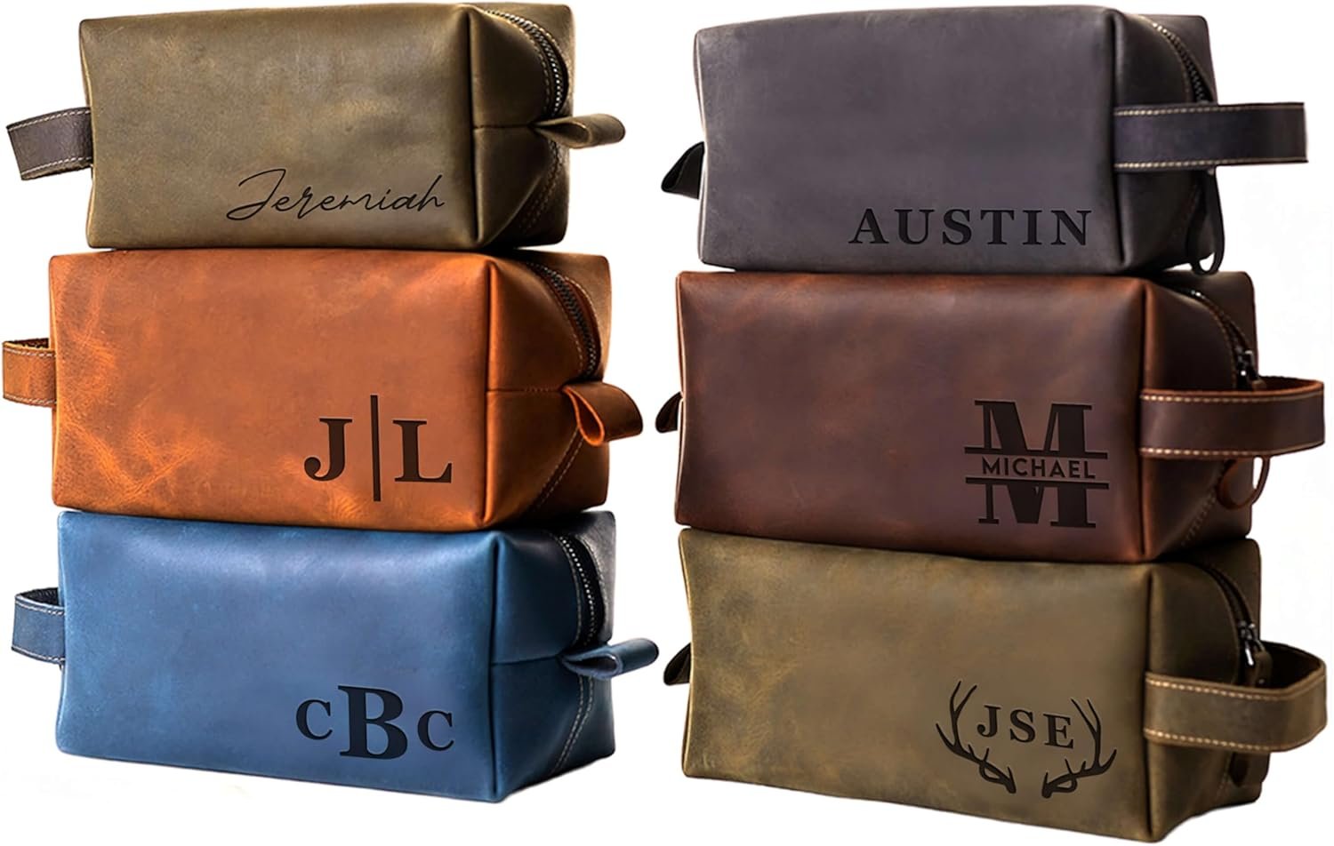 Custom Logo Personalized Leather Toiletry Bag for Men – Private Label Engraved Shaving Dopp Kit – Manufacturer Handmade Gift for Dad Husband Grandpa Boyfriend Travel Organizer for Birthday Anniversary Fathers Day