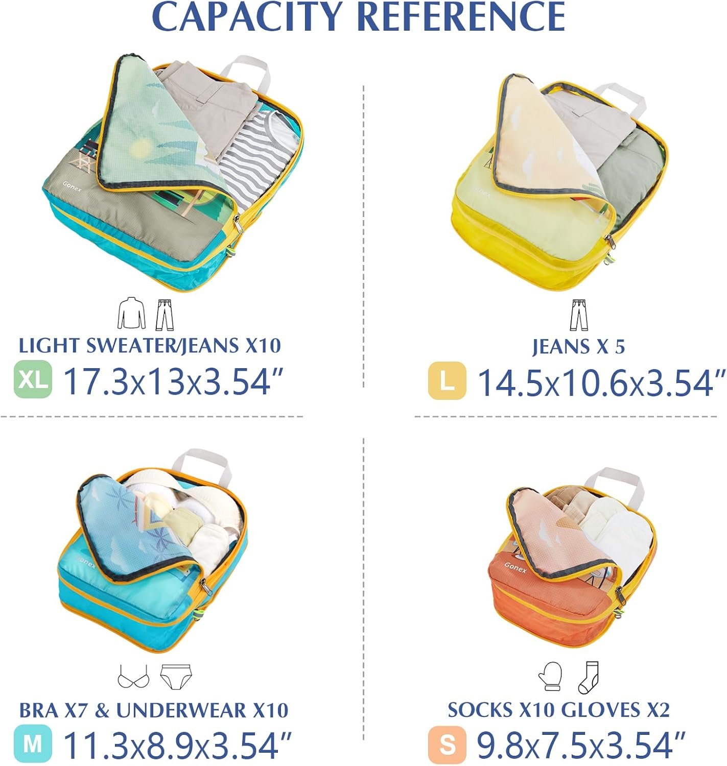 Custom Logo Compression Packing Cubes 4Pcs Expandable Private Label Storage Travel Luggage Organizers Manufacturer for Suitcase Carry On RV