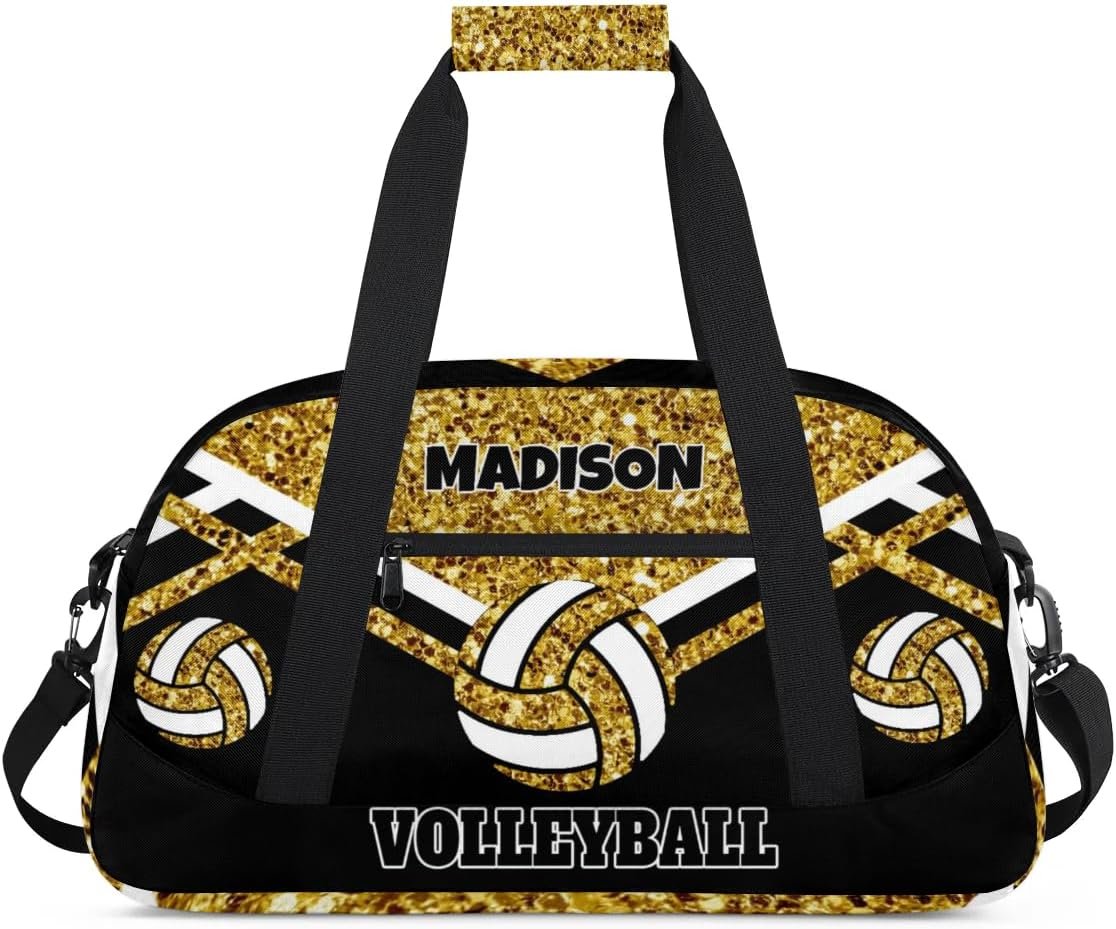 Private Label Volleyball Sports Duffel Gym Bag Custom Logo Personalized Travel Duffle with Name Gold Sequins Black Manufacturer