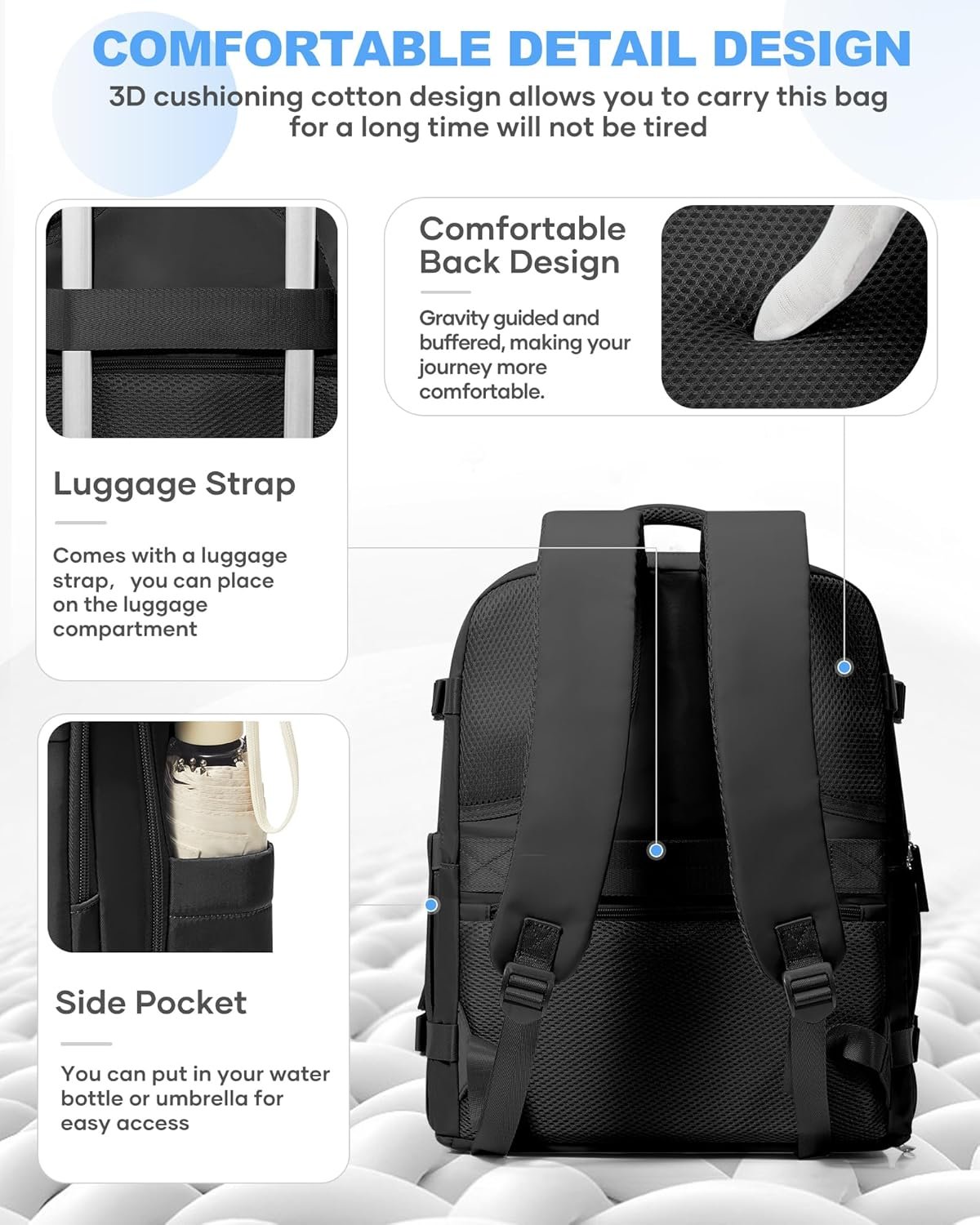 Private Label Travel Backpack Carry On for Women Men Gym Bag with Laptop Compartment Custom Logo Rucksack Mochila de Viaje Teacher Personal Item Airplane Black Small Manufacturer
