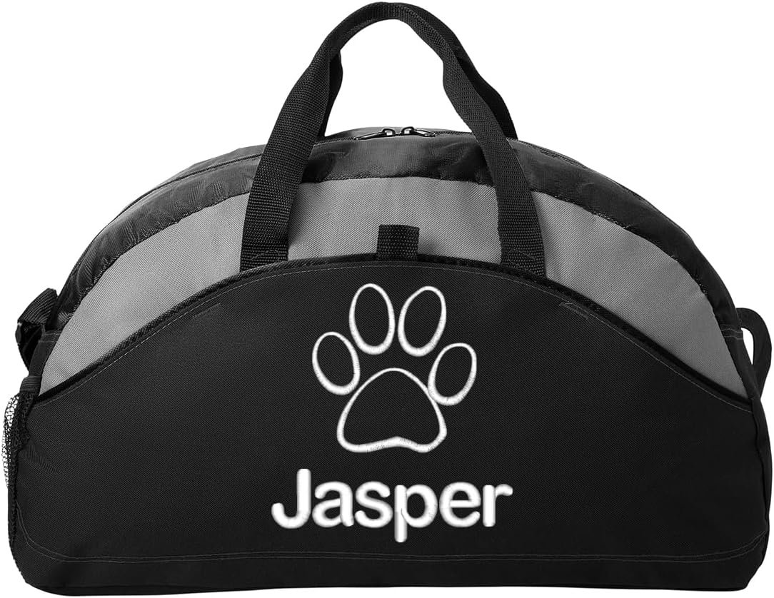 Private Label Personalized Dog Duffel Bag Paw Print with Custom Logo Monogrammed Name Black Pet Lover Gift Manufacturer
