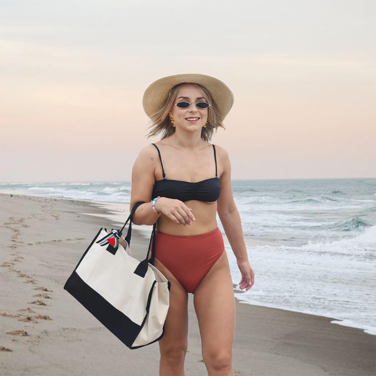 Private Label 100% Cotton Personalized Everyday Canvas Initial Tote Bag Custom Logo Manufacturer for Women