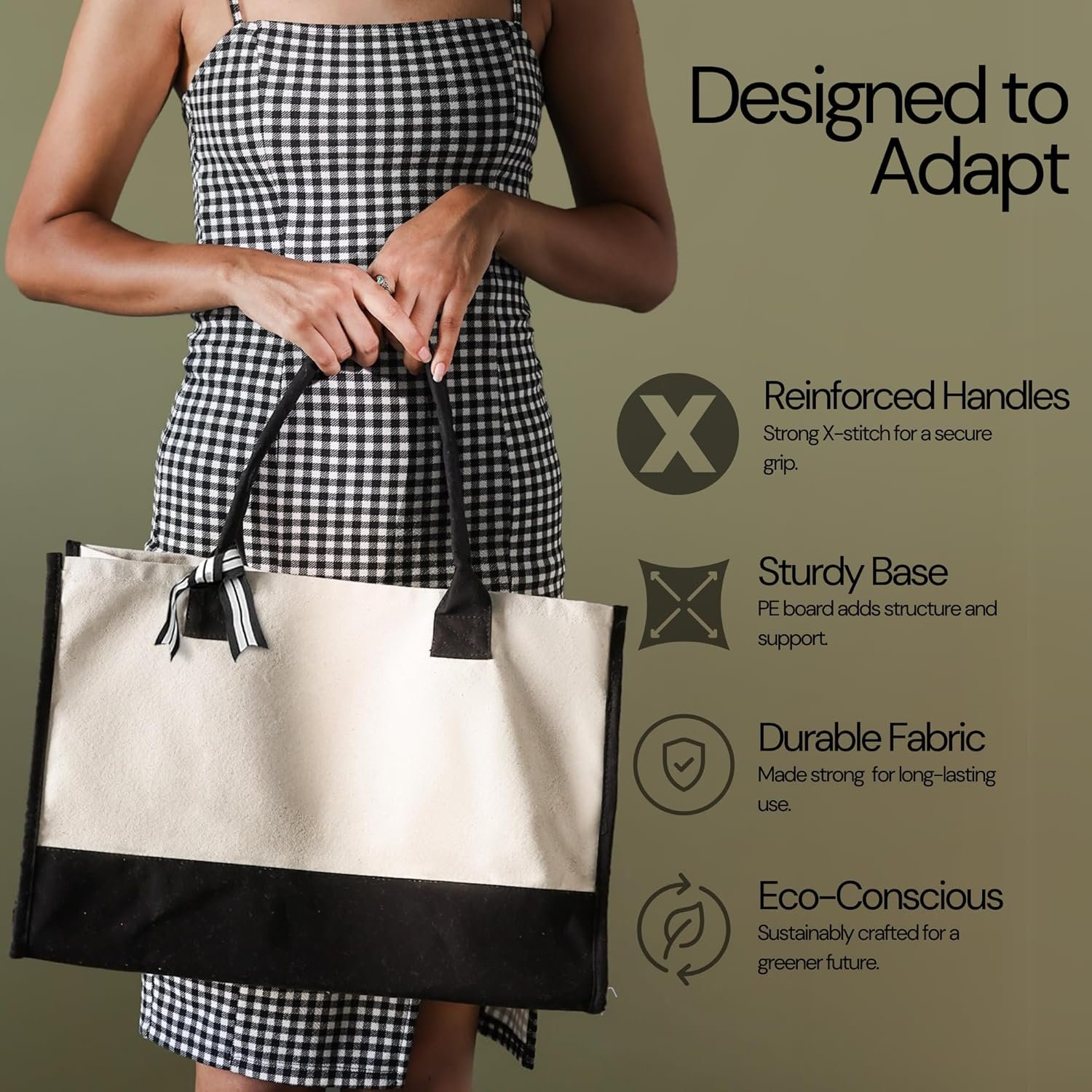 Private Label 100% Cotton Personalized Everyday Canvas Initial Tote Bag Custom Logo Manufacturer for Women