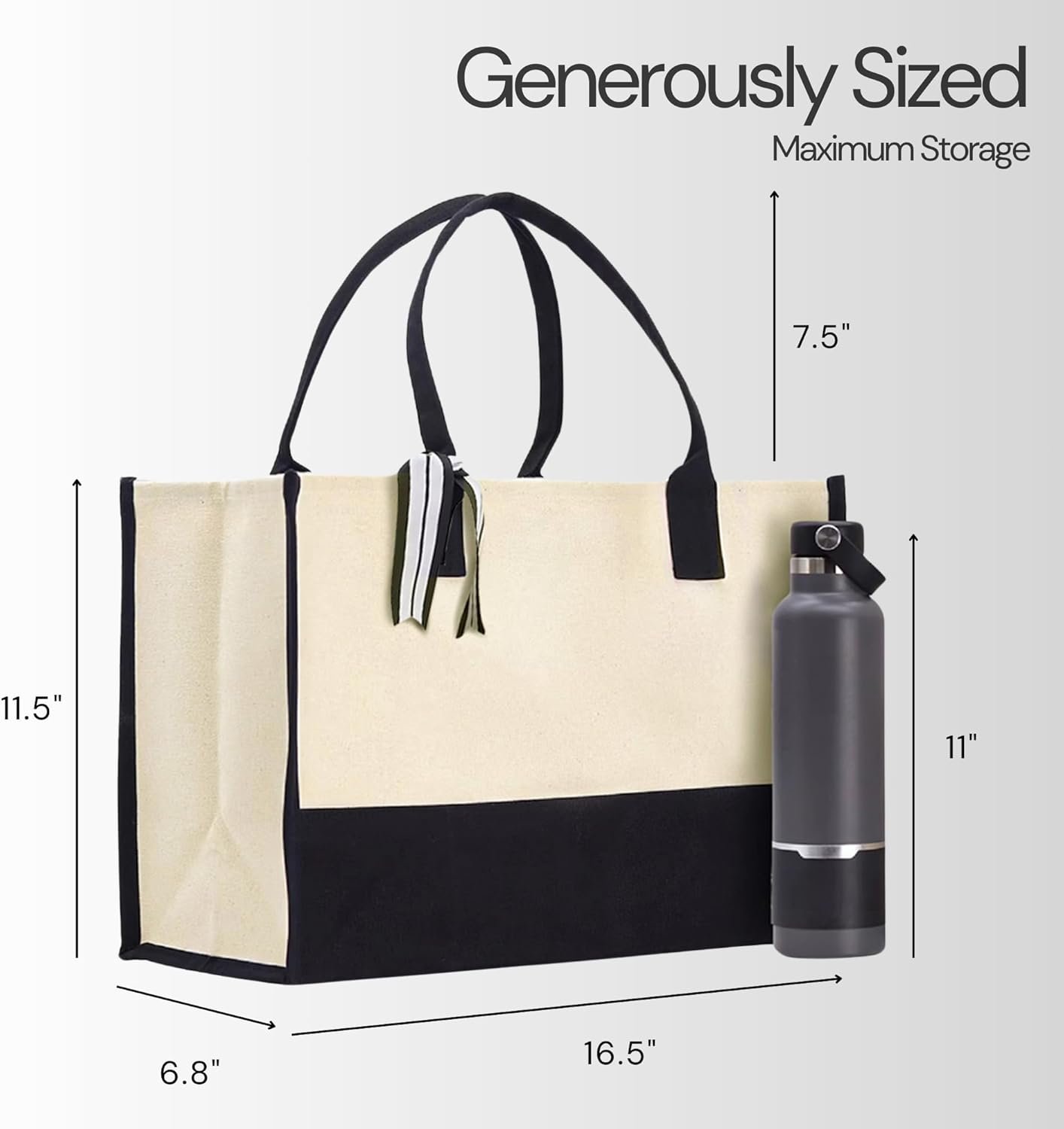 Private Label 100% Cotton Personalized Everyday Canvas Initial Tote Bag Custom Logo Manufacturer for Women