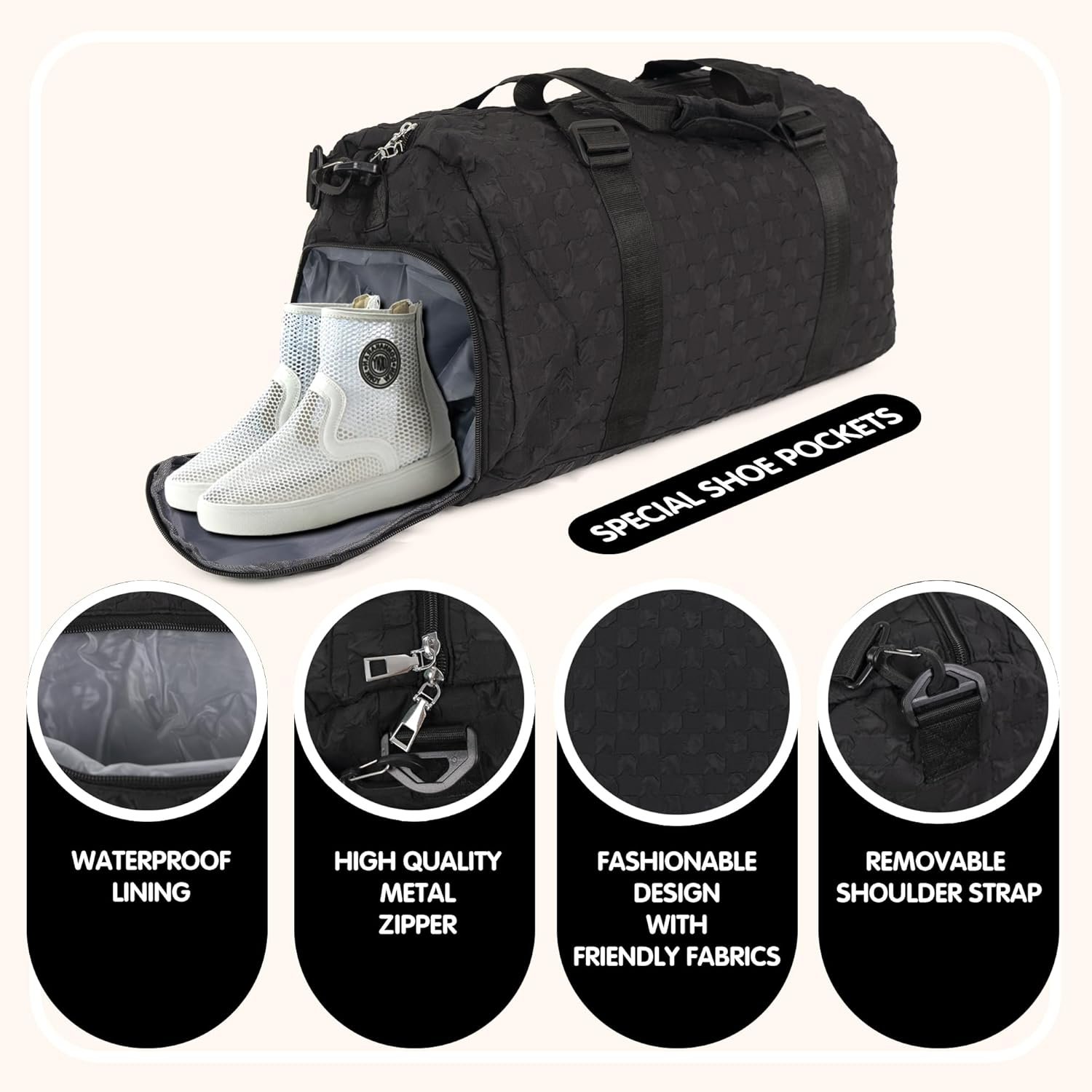 Custom Logo Duffle Bag Personalized Weekender Overnight Carry-On Travel Holdall for Women Men Private Label Monogrammed Bridal Shower Bridesmaid Proposal Manufacturer Black Custom Logo Duffle Bag Personalized Weekender Overnight Carry-On Travel Holdall for Women Men Private Label Monogrammed Bridal Shower Bridesmaid Proposal Manufacturer Black