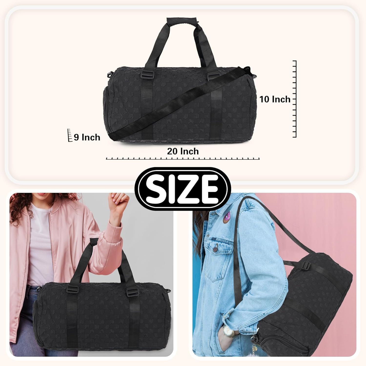 Custom Logo Duffle Bag Personalized Weekender Overnight Carry-On Travel Holdall for Women Men Private Label Monogrammed Bridal Shower Bridesmaid Proposal Manufacturer Black Custom Logo Duffle Bag Personalized Weekender Overnight Carry-On Travel Holdall for Women Men Private Label Monogrammed Bridal Shower Bridesmaid Proposal Manufacturer Black